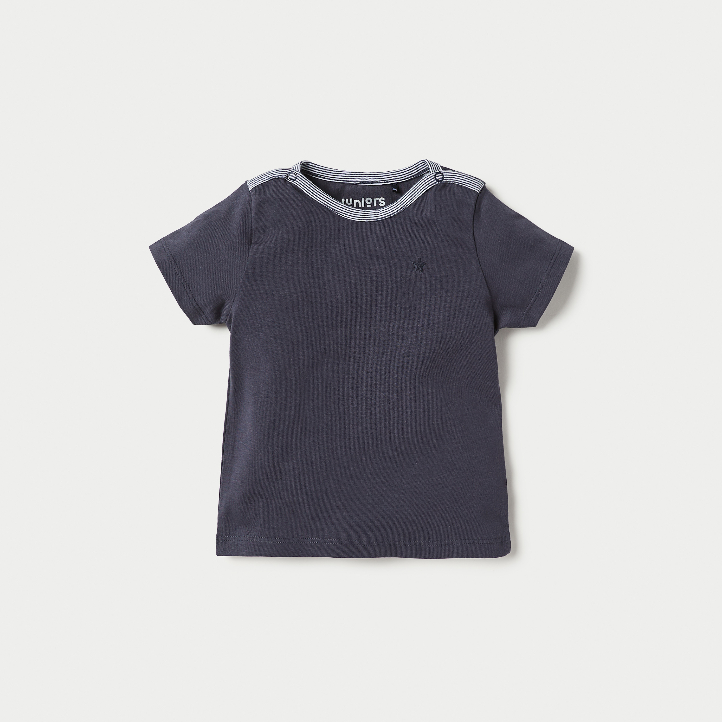 Juniors Solid T-shirt with Button Closure and Short Sleeves-baby-boys-clothing-tshirtsandpolos-image-1