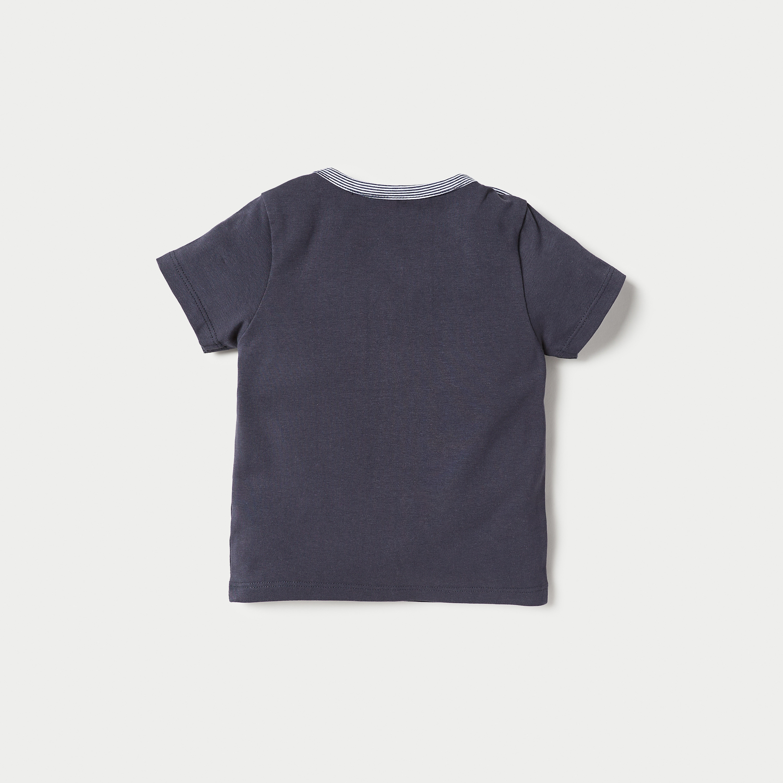 Juniors Solid T-shirt with Button Closure and Short Sleeves-baby-boys-clothing-tshirtsandpolos-image-4