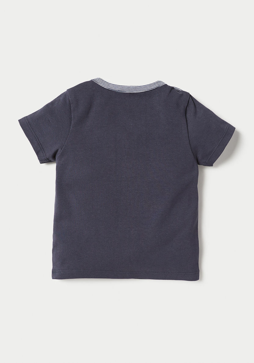 Juniors Solid T-shirt with Button Closure and Short Sleeves-T Shirts-image-3