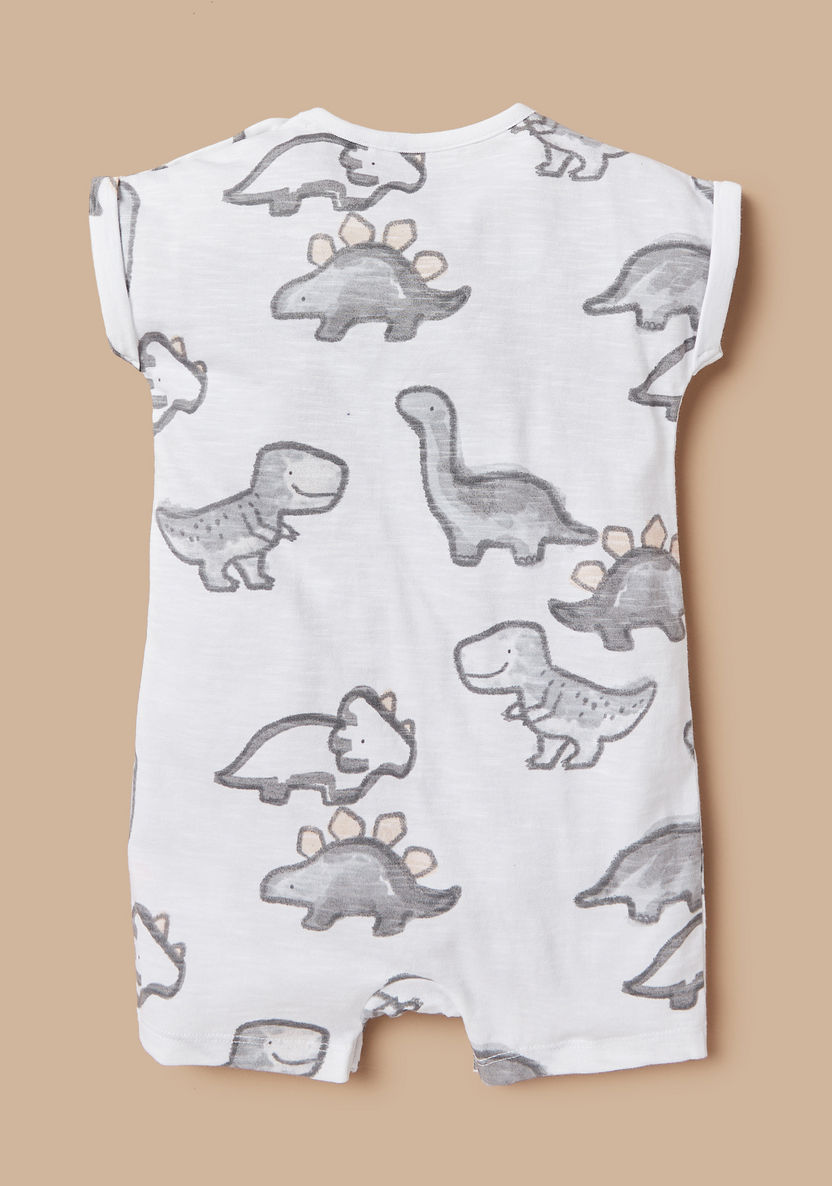 Juniors All-Over Dinosaur Print Romper with Snap Button Closure-Rompers, Dungarees & Jumpsuits-image-3