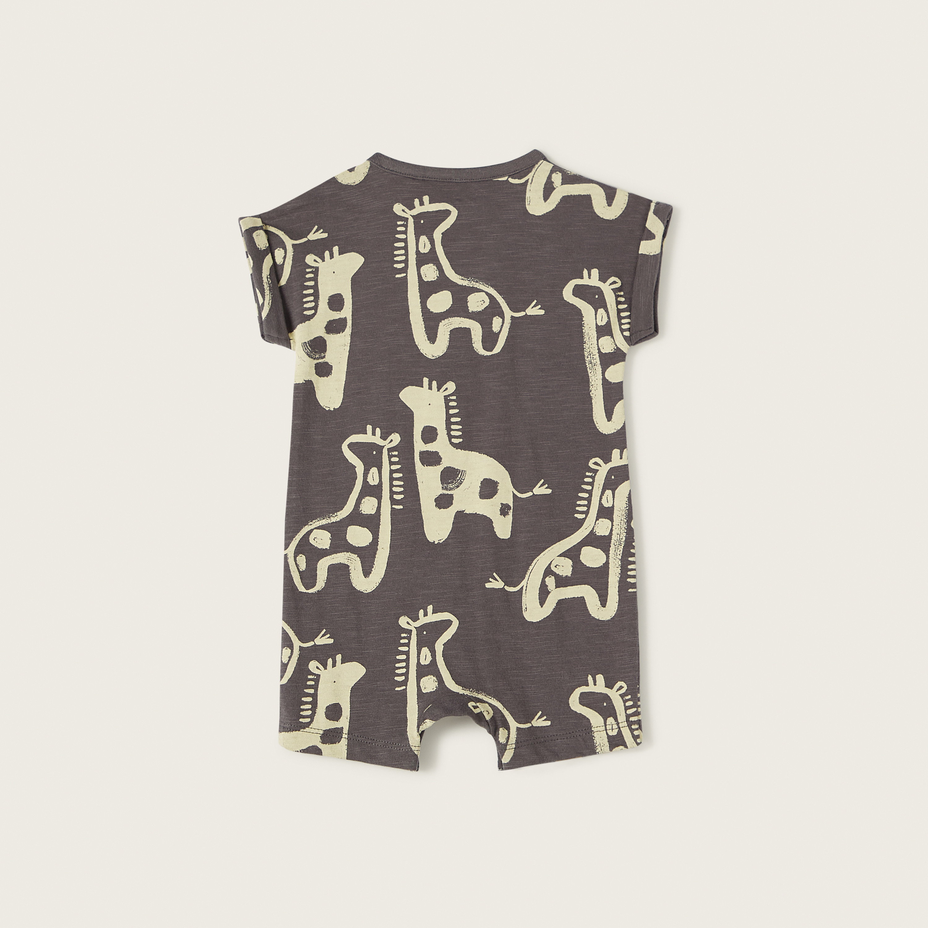 Juniors All-Over Giraffe Print Romper with Button Closure-baby-boys-clothing-rompers-image-4