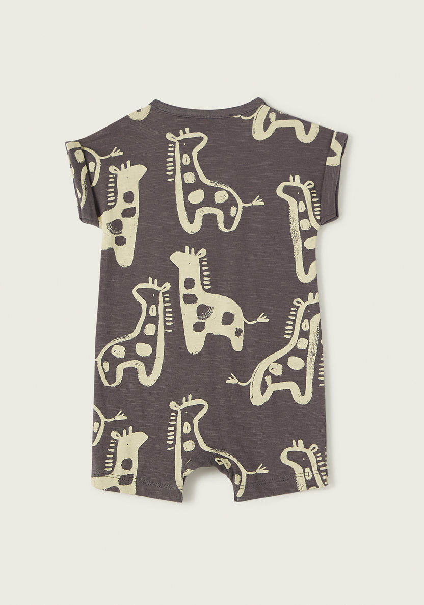 Juniors All-Over Giraffe Print Romper with Button Closure-Rompers, Dungarees & Jumpsuits-image-3