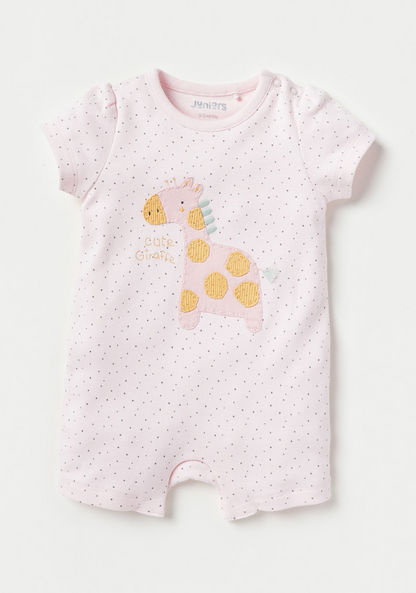 Juniors Giraffe Print Romper with Short Sleeves-Rompers%2C Dungarees and Jumpsuits-image-0