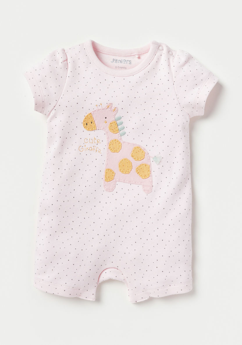 Juniors Giraffe Print Romper with Short Sleeves-Rompers, Dungarees & Jumpsuits-image-0