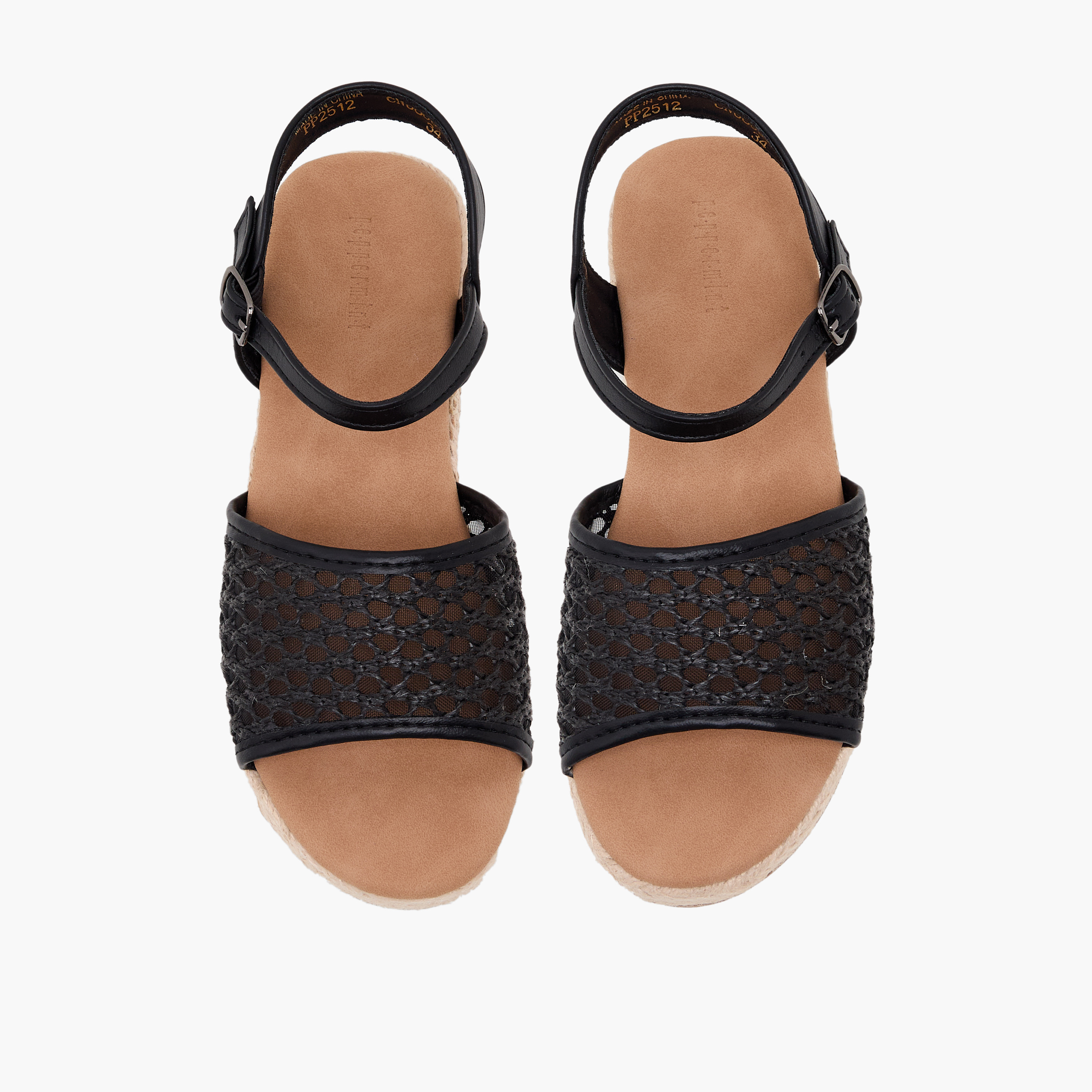 Peppermint Girls Mesh Detail Buckle Closure Espadrille Sandals-girls-shoes-sandals-image-1