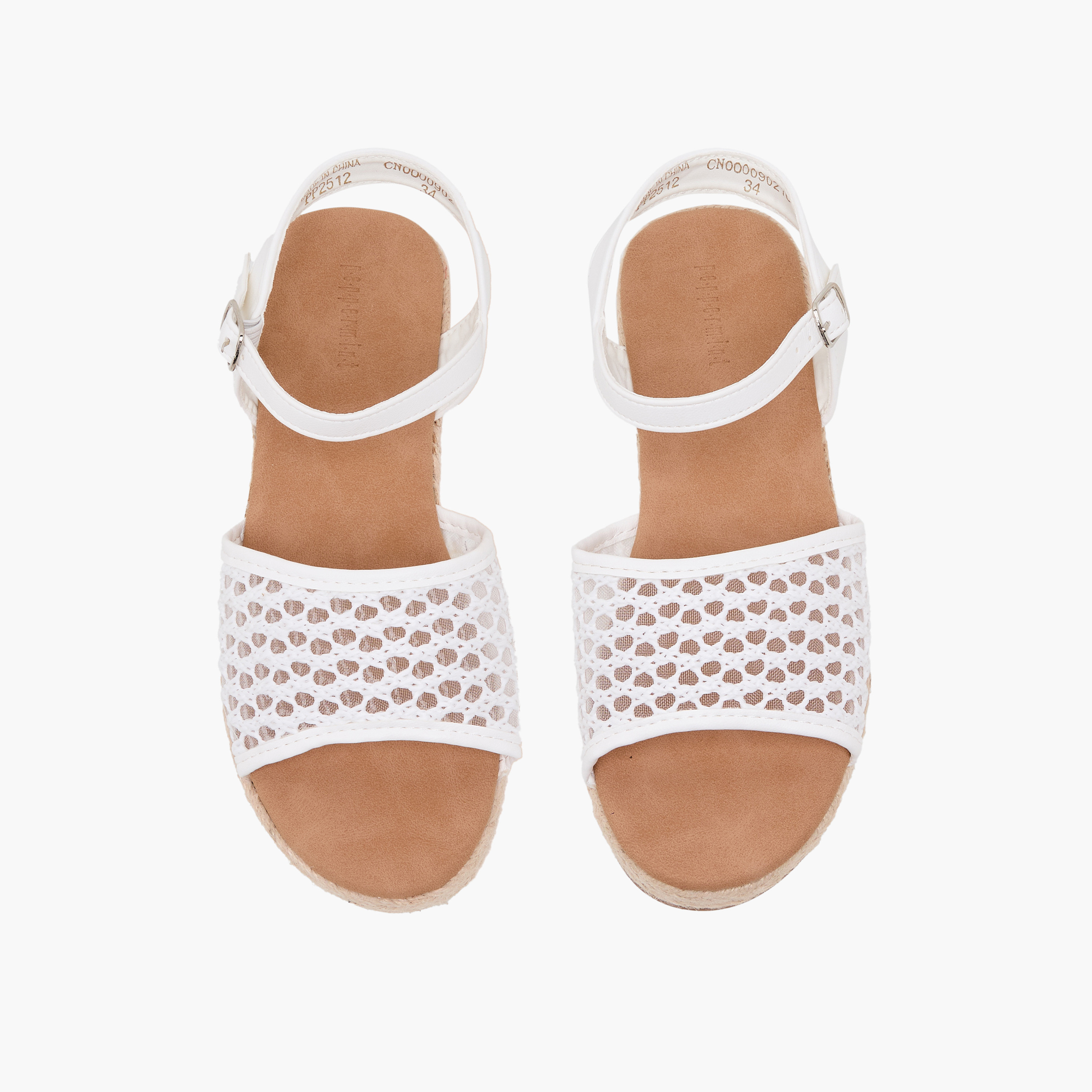 Peppermint Girls Mesh Detail Buckle Closure Espadrille Sandals-girls-shoes-sandals-image-1