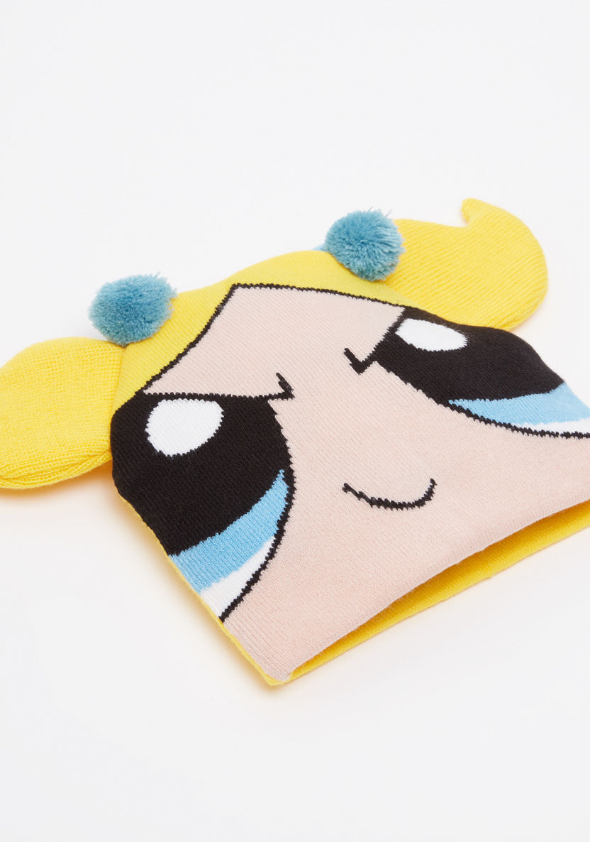 The Powerpuff Girls Printed Winter Cap with Pom-Pom Detail-Caps-image-3