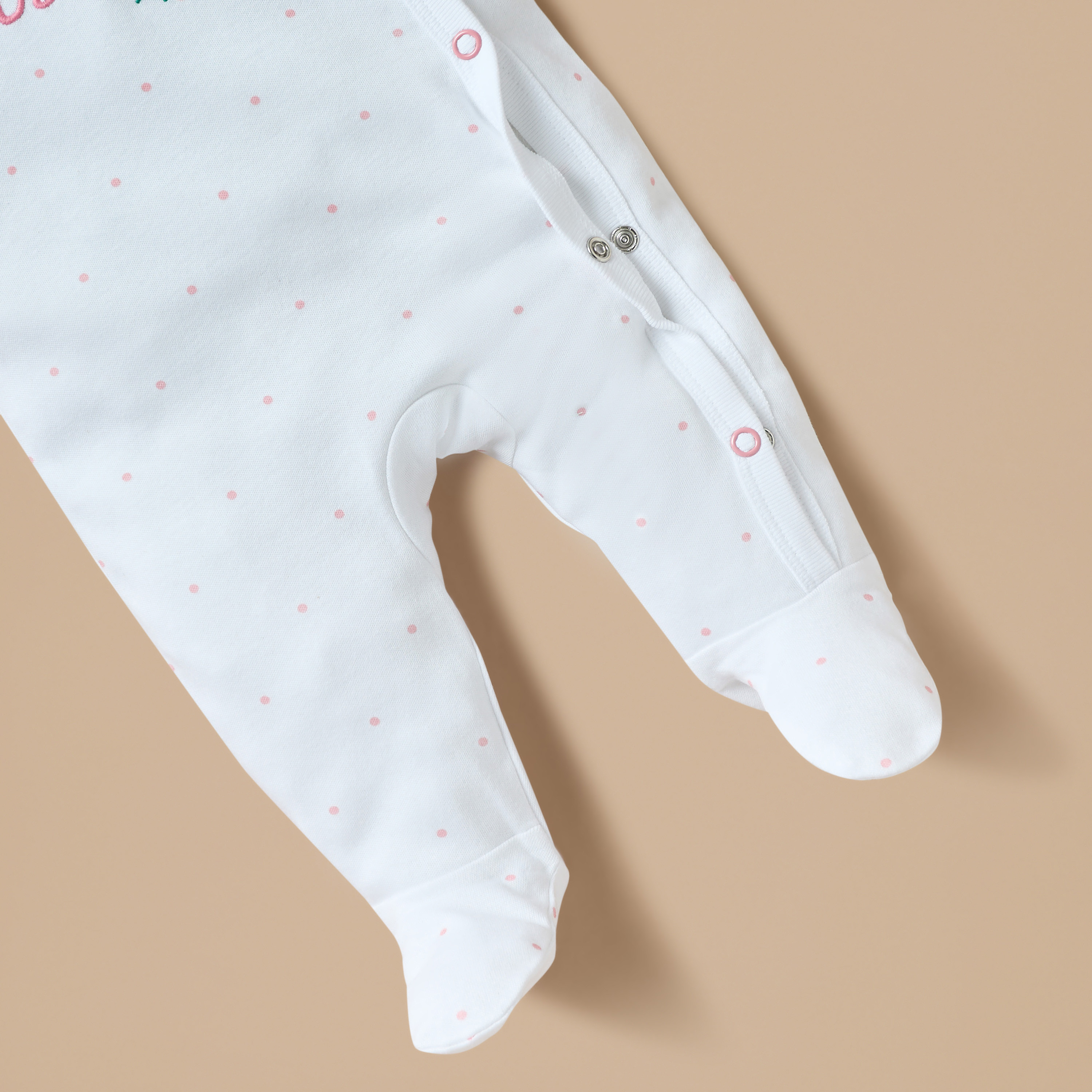 Juniors Embroidered Closed Feet Sleepsuit with Button Closure-baby-girls-clothing-nightwear-sleepsuits-image-4