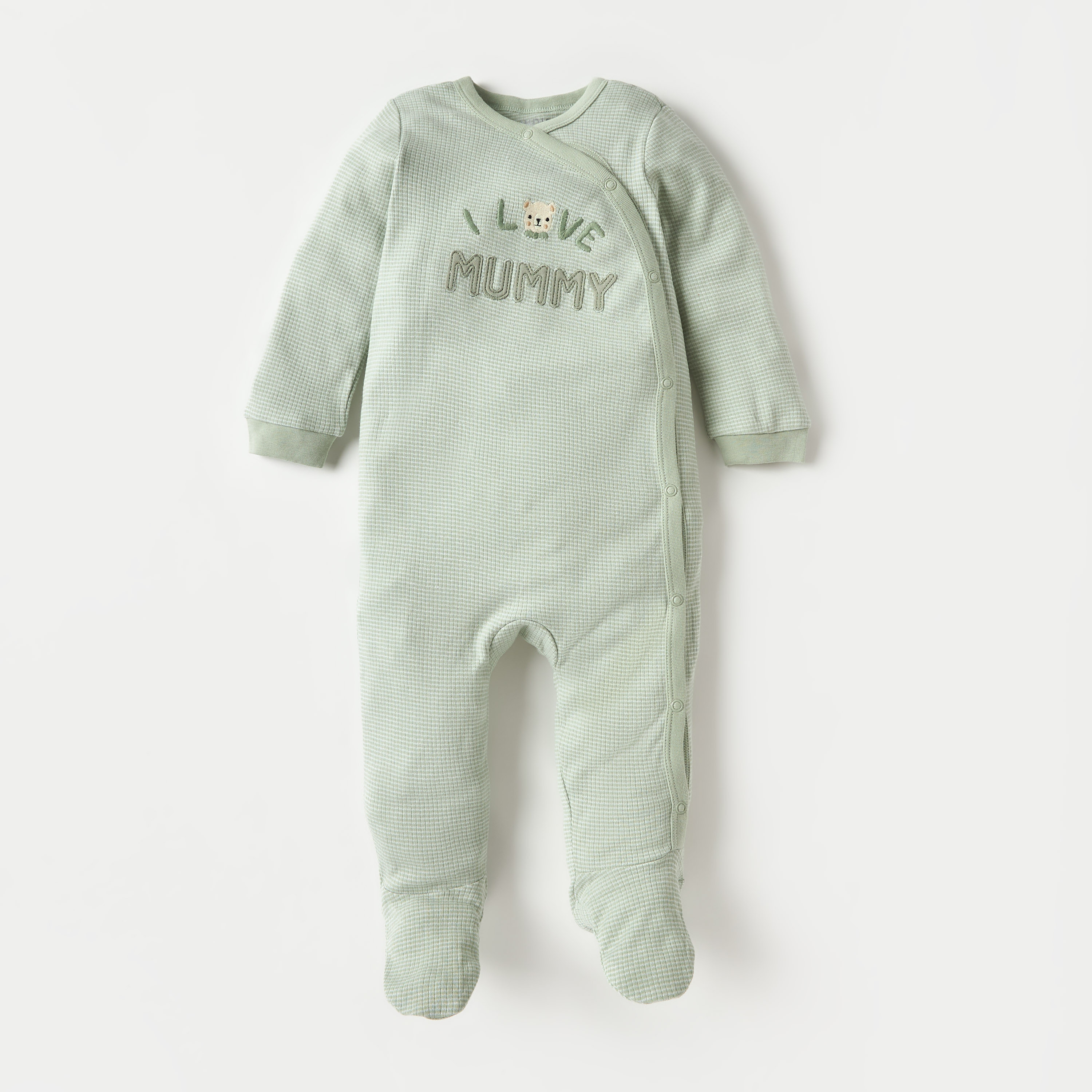 Juniors Applique Detail Sleepsuit with Long Sleeves and Button Closure-baby-boys-clothing-nightwear-sleepsuits-image-1
