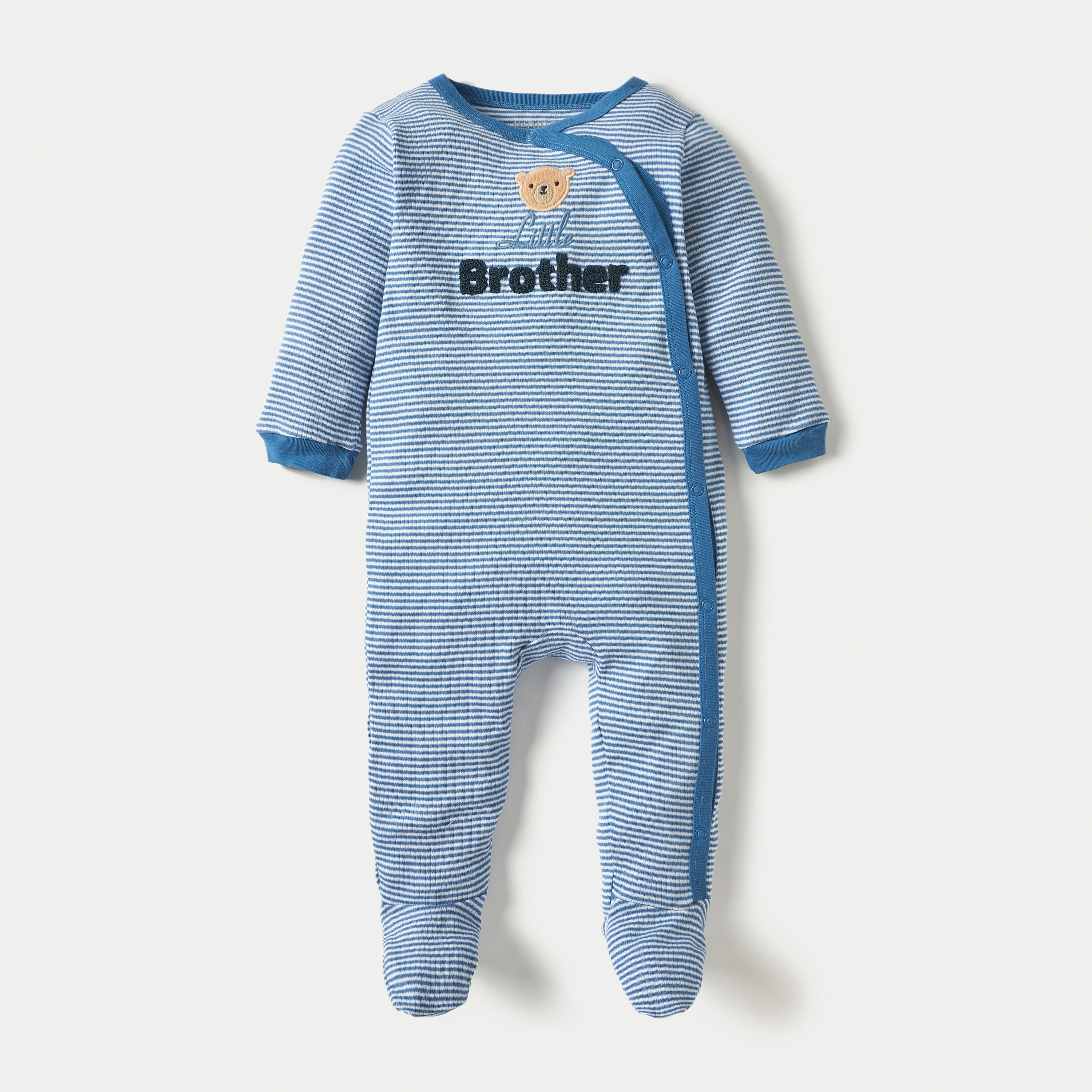 Juniors Striped Closed Feet Sleepsuit with Long Sleeves-baby-boys-clothing-nightwear-sleepsuits-image-1