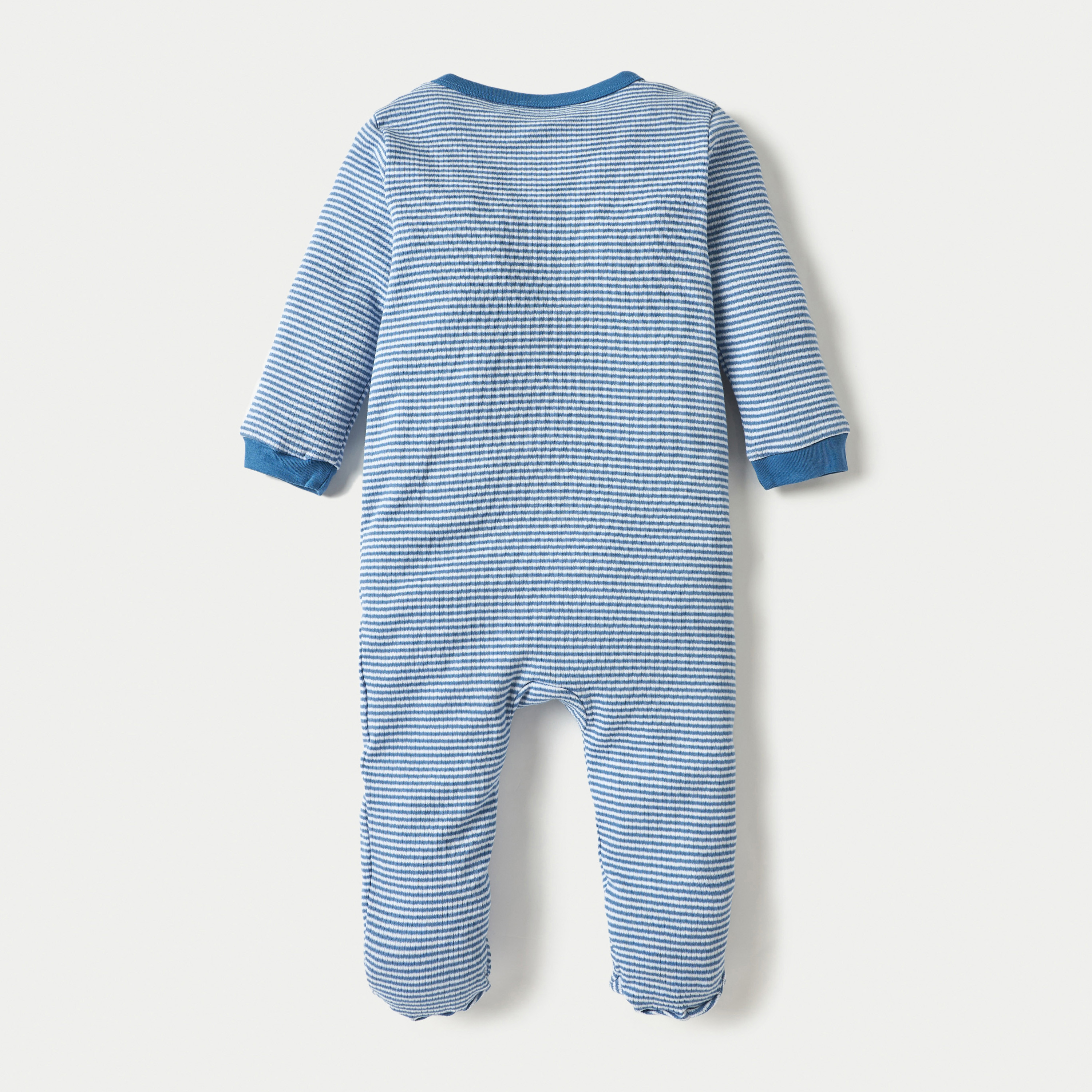 Juniors Striped Closed Feet Sleepsuit with Long Sleeves-baby-boys-clothing-nightwear-sleepsuits-image-2