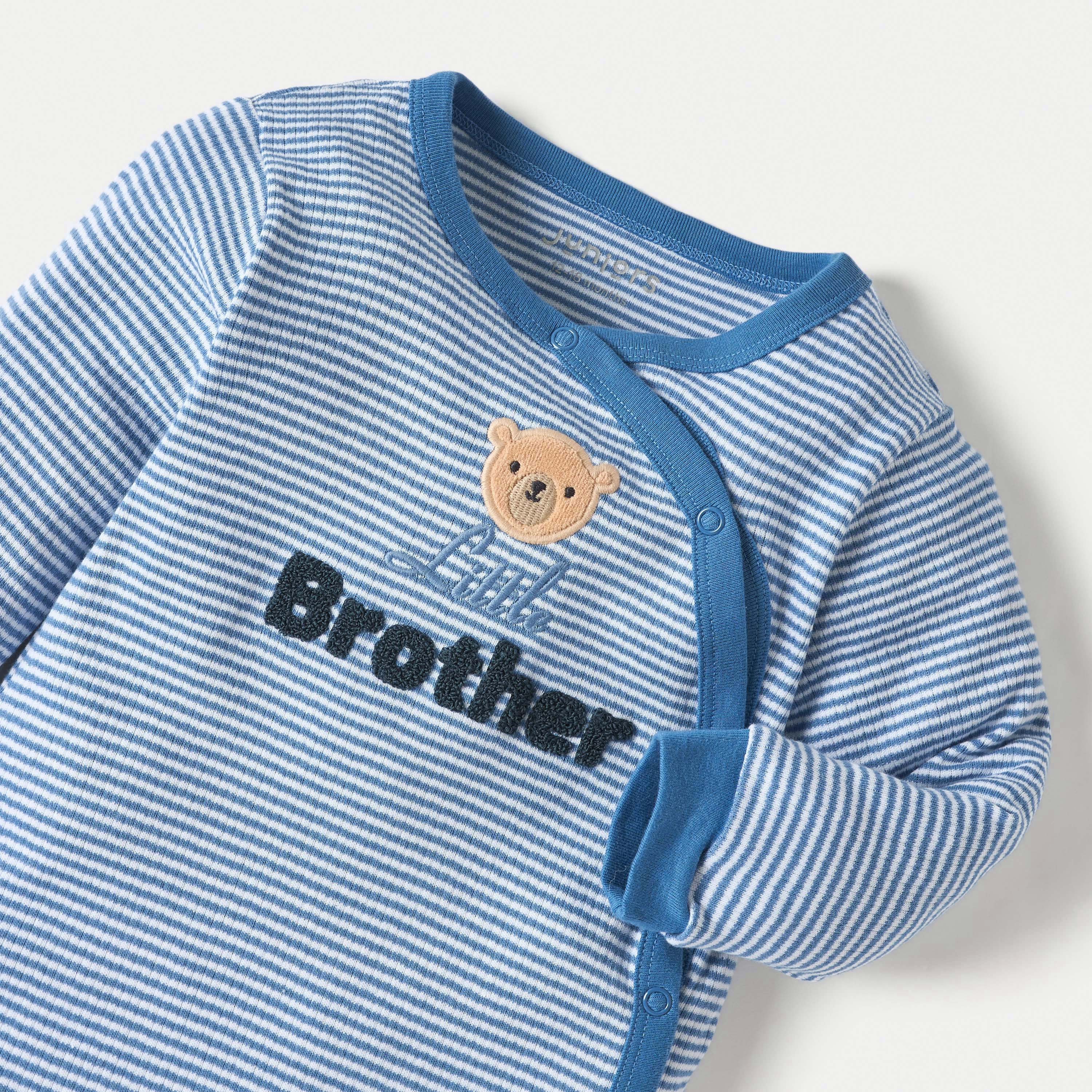 Juniors Striped Closed Feet Sleepsuit with Long Sleeves-baby-boys-clothing-nightwear-sleepsuits-image-3