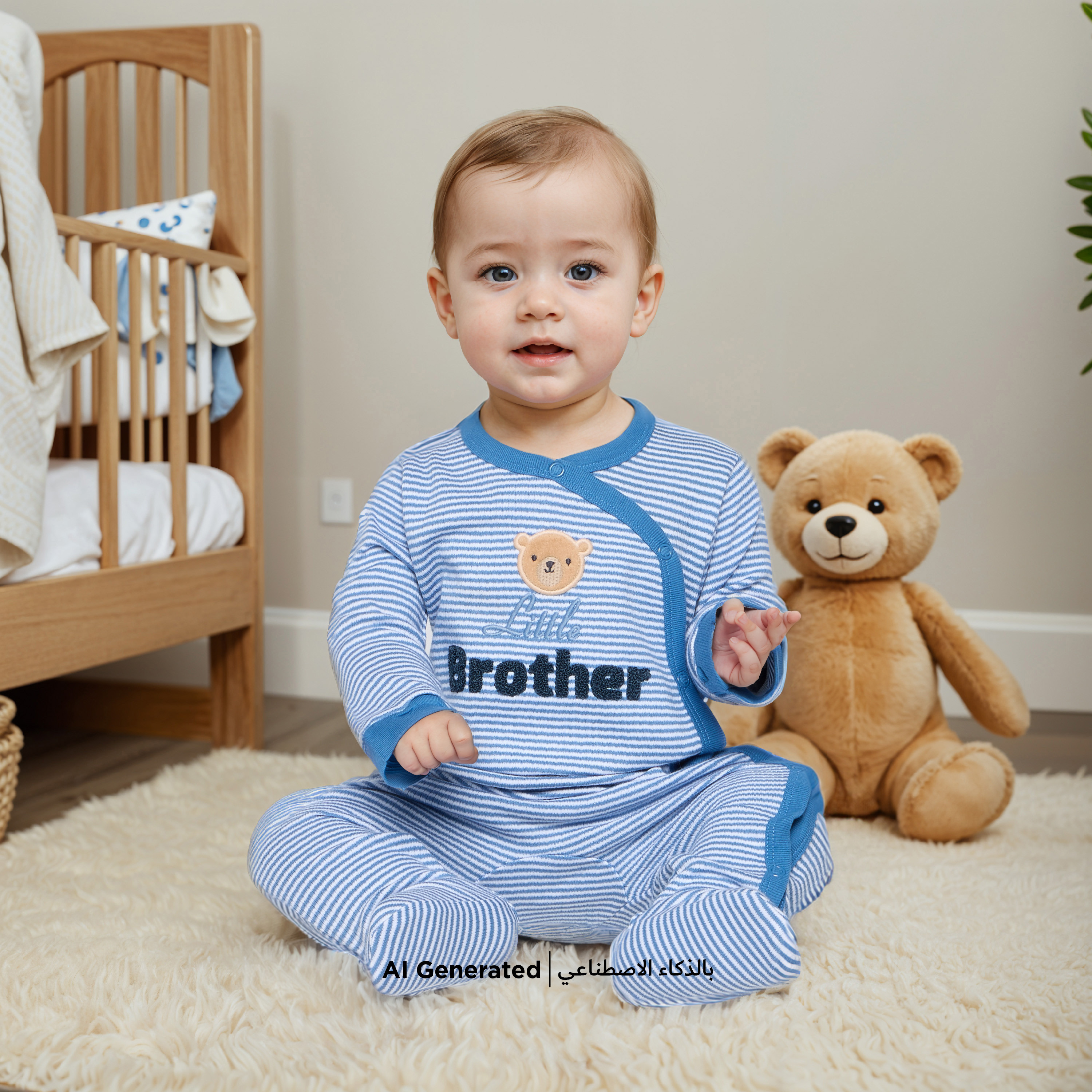 Juniors Striped Closed Feet Sleepsuit with Long Sleeves-baby-boys-clothing-nightwear-sleepsuits-image-5