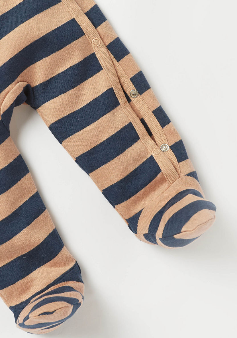 Juniors Striped Sleepsuit with Applique Detail-Sleepsuits-image-2