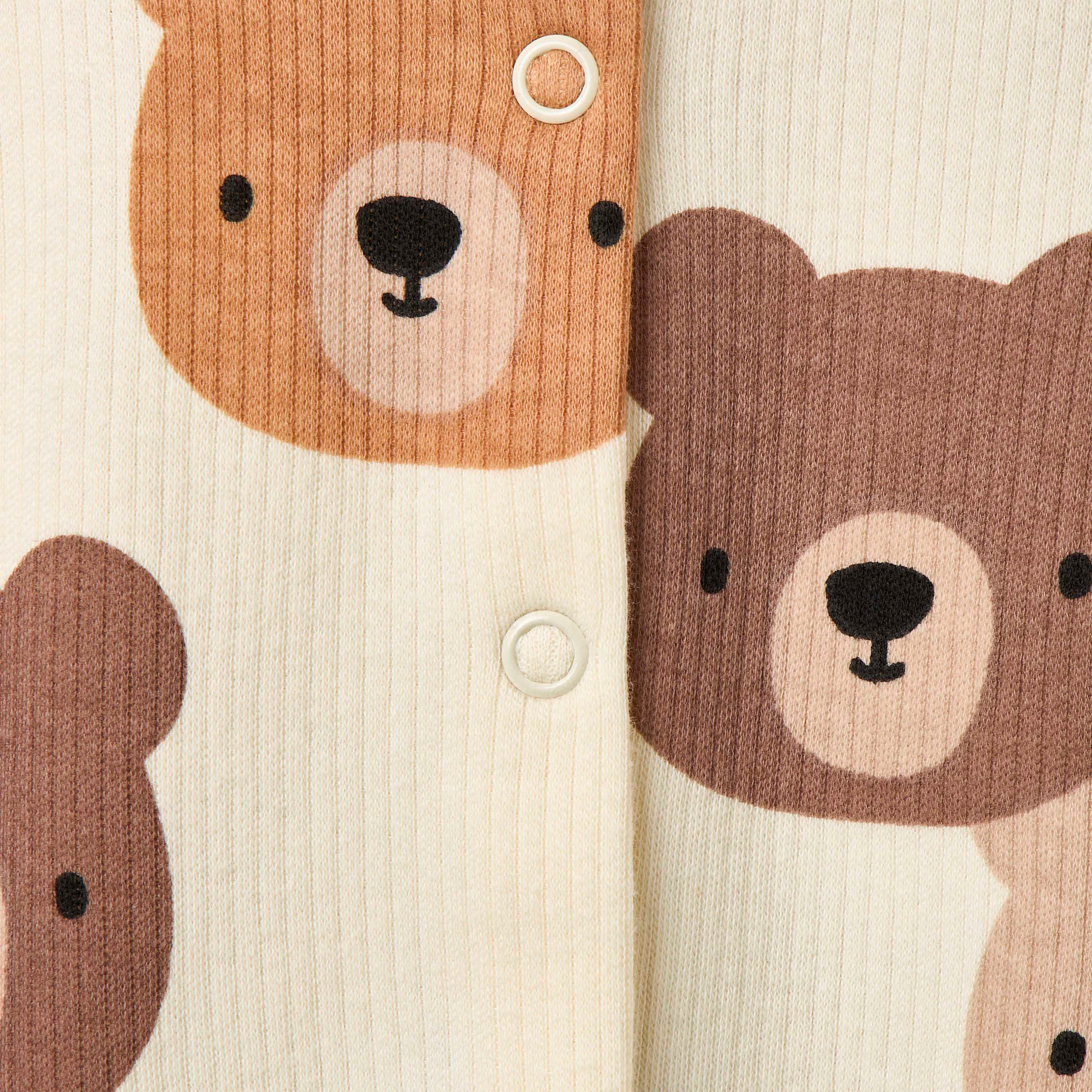 Juniors Bear Print Sleepsuit with Long Sleeves and Button Closure-baby-boys-clothing-nightwear-sleepsuits-image-4