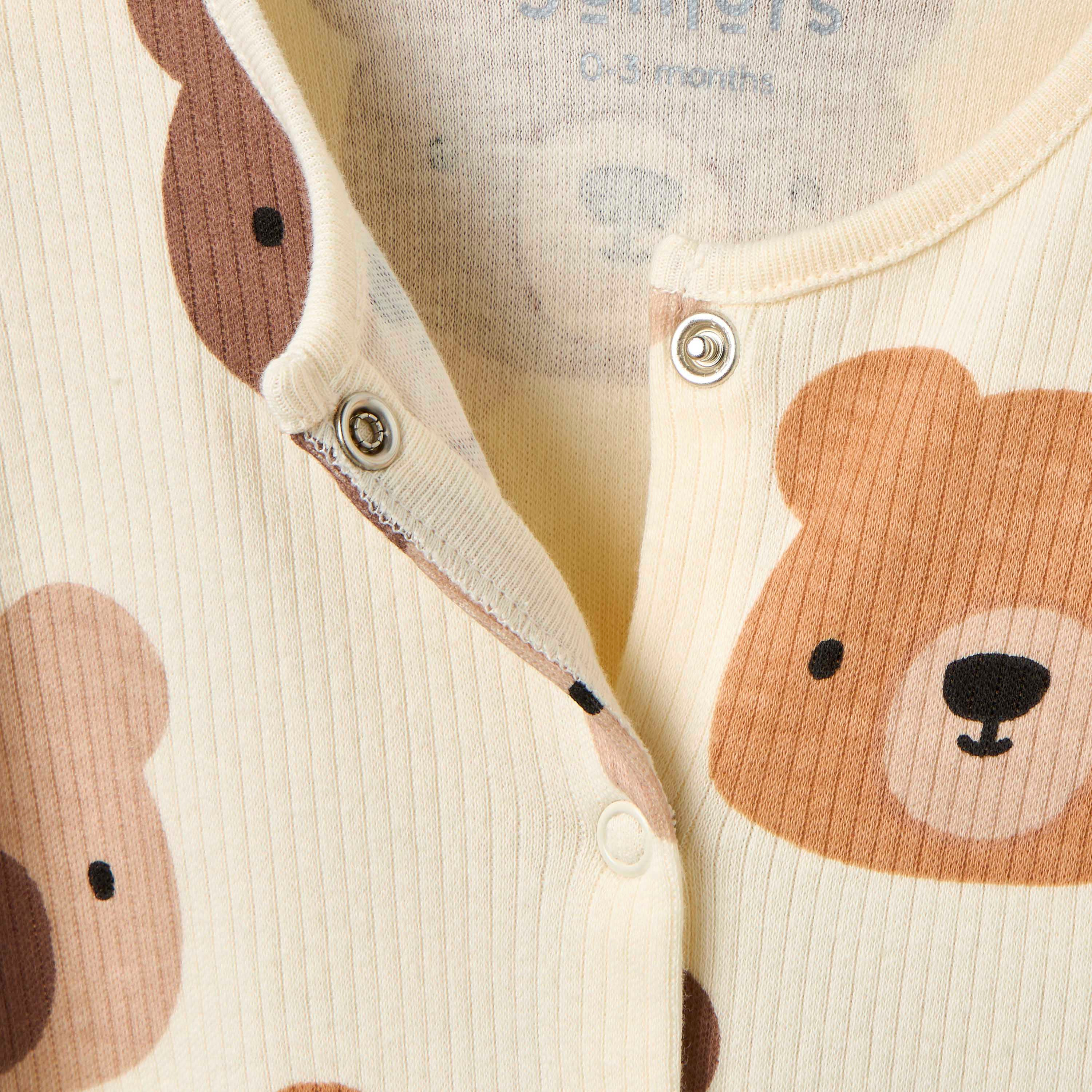 Juniors Bear Print Sleepsuit with Long Sleeves and Button Closure-baby-boys-clothing-nightwear-sleepsuits-image-6