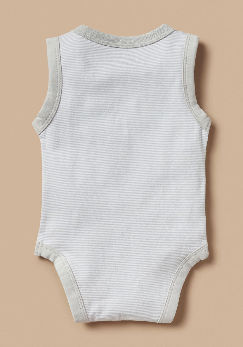 Juniors Striped Sleeveless Bodysuit with Button Closure-Bodysuits-image-1