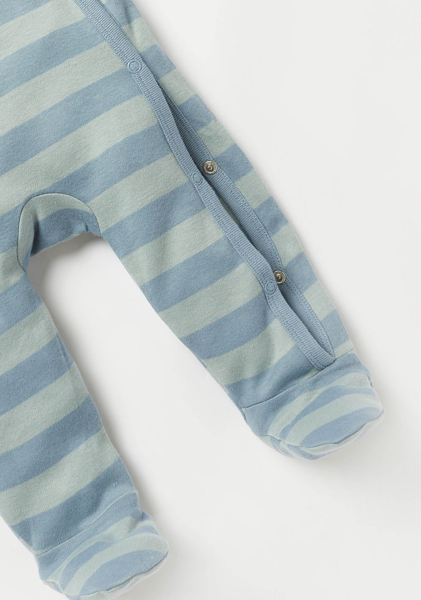 Juniors Striped Sleepsuit with Applique Detail-Sleepsuits-image-2