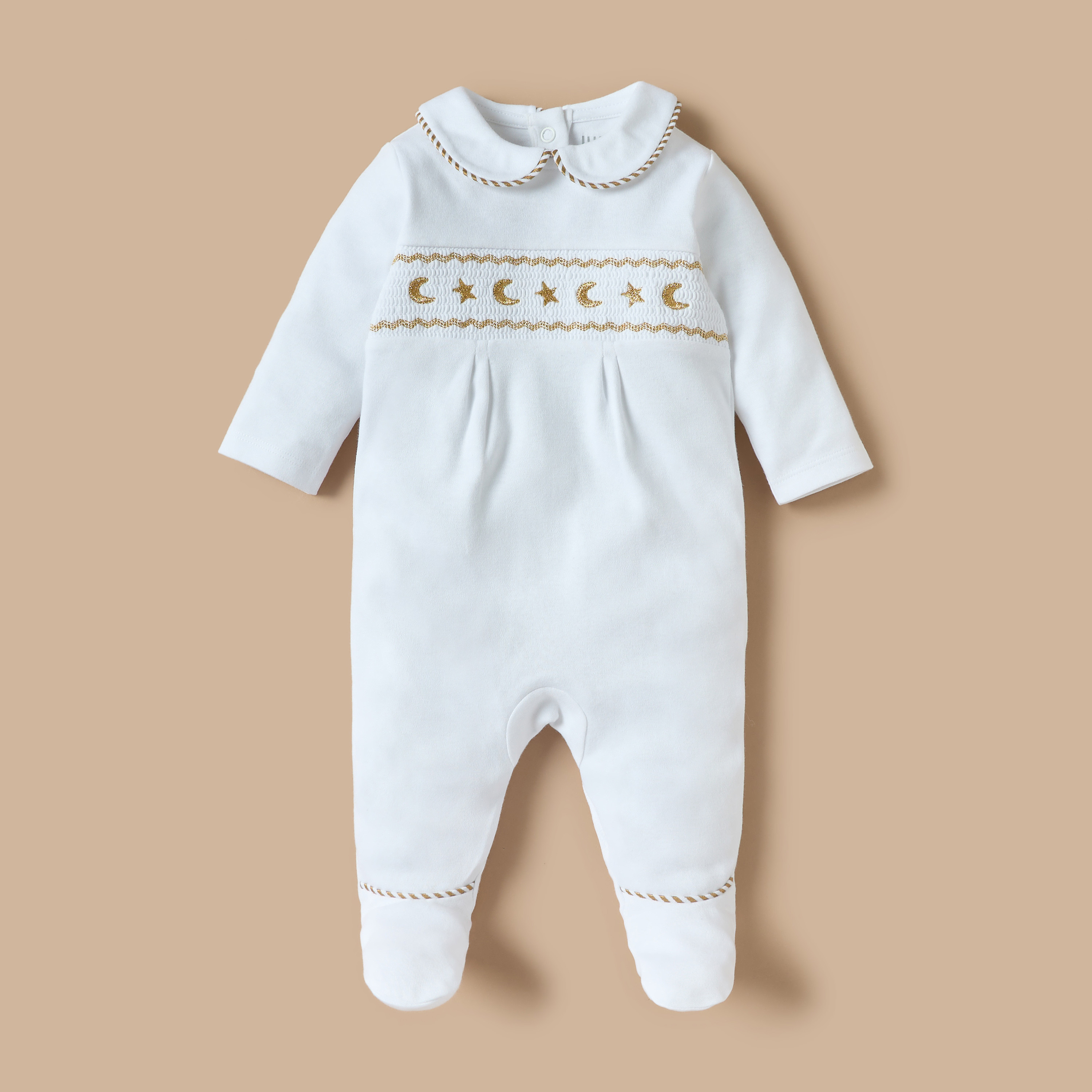 Juniors Embroidered Closed Feet Sleepsuit with Long Sleeves-baby-boys-clothing-nightwear-sleepsuits-image-1