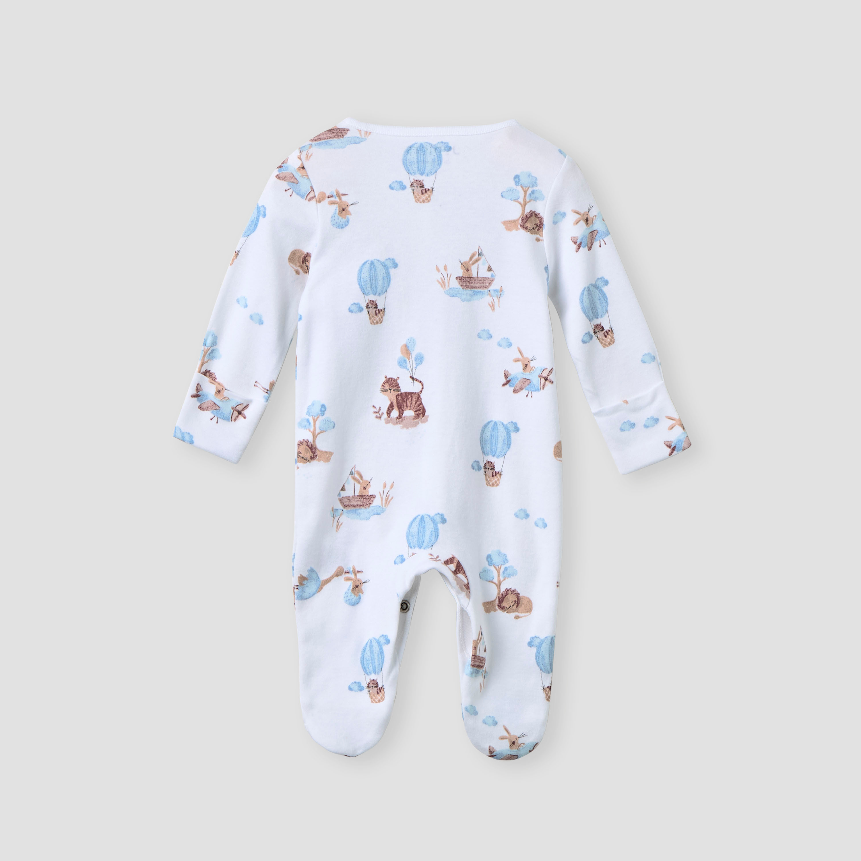 Juniors Printed Sleepsuit with Long Sleeves and Button Closure-baby-boys-clothing-nightwear-sleepsuits-image-2
