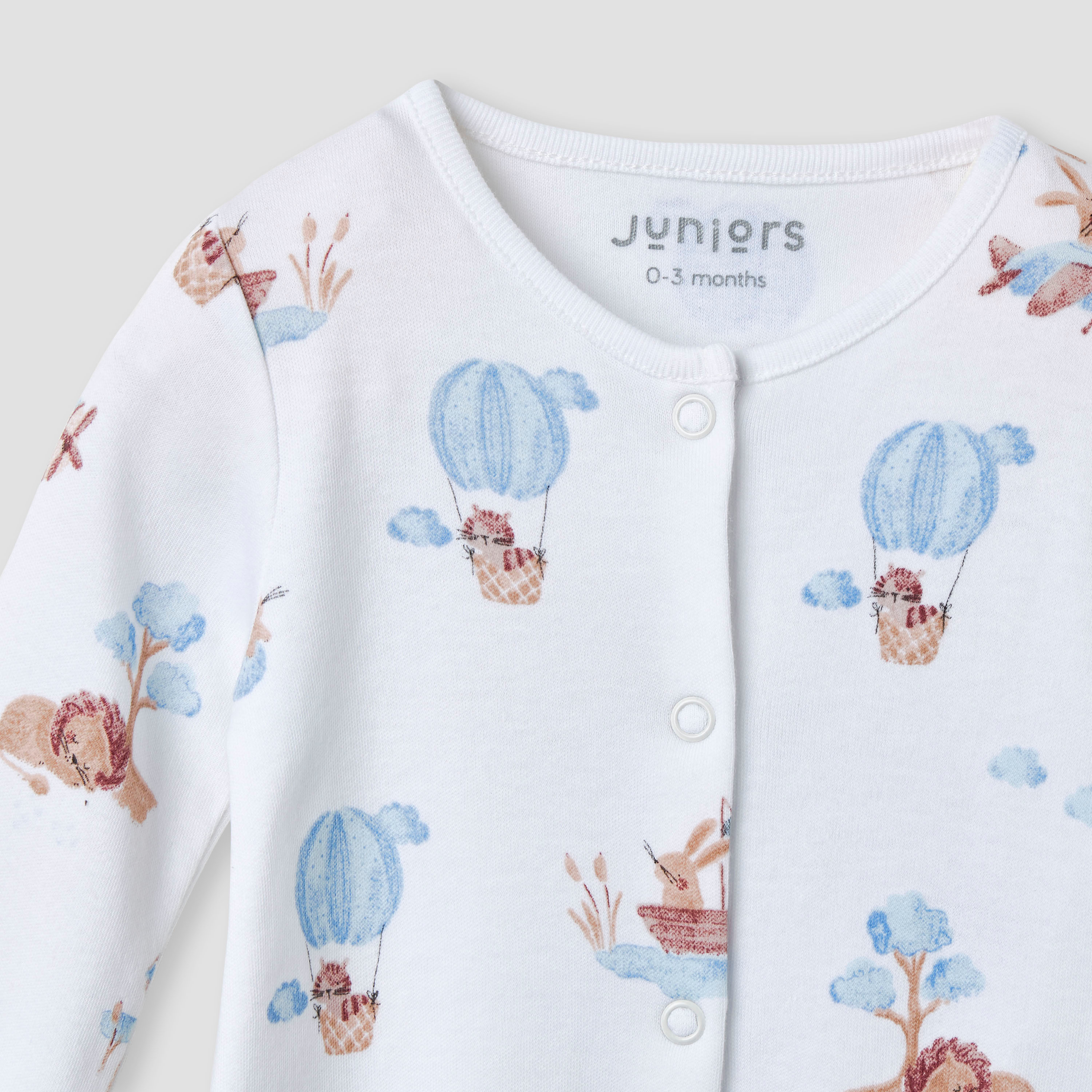Juniors Printed Sleepsuit with Long Sleeves and Button Closure-baby-boys-clothing-nightwear-sleepsuits-image-3