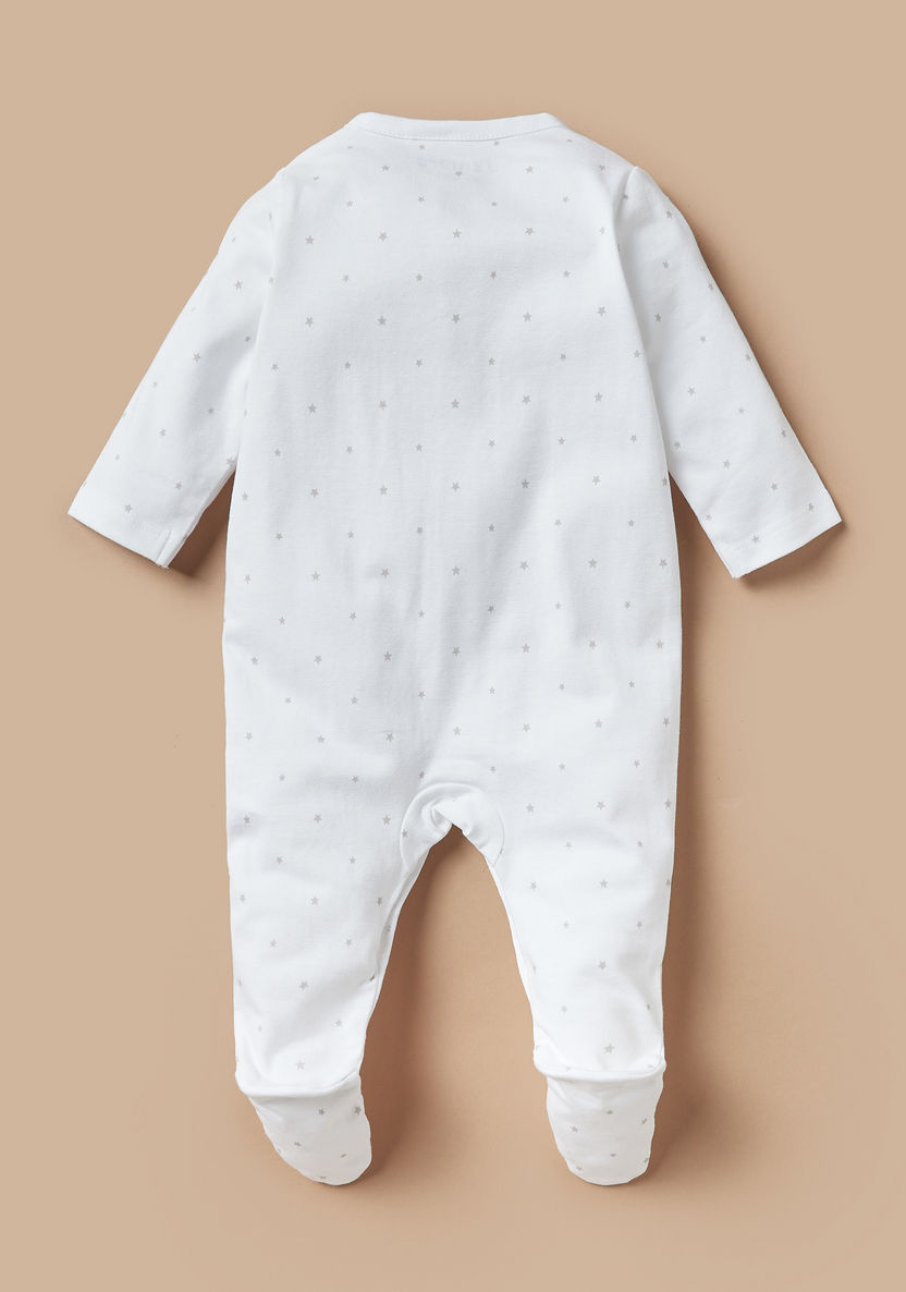 Juniors All-Over Stars Print Sleepsuit with Long Sleeves and Button Closure-Sleepsuits-image-1
