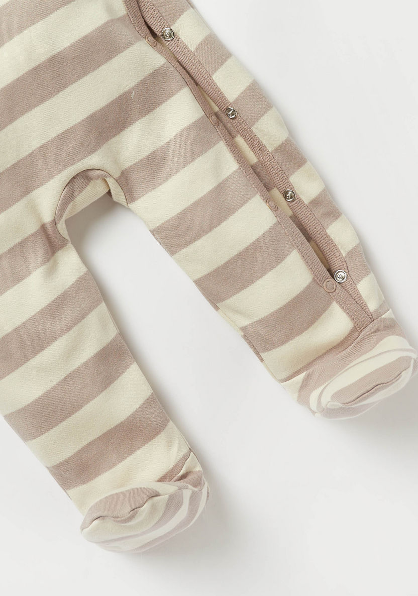 Juniors Striped Sleepsuit with Dinosaur Applique Detail-Sleepsuits-image-2