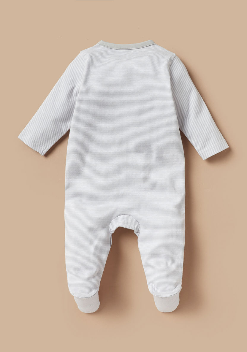 Juniors Striped Long Sleeves Sleepsuit with Button Closure-Sleepsuits-image-1