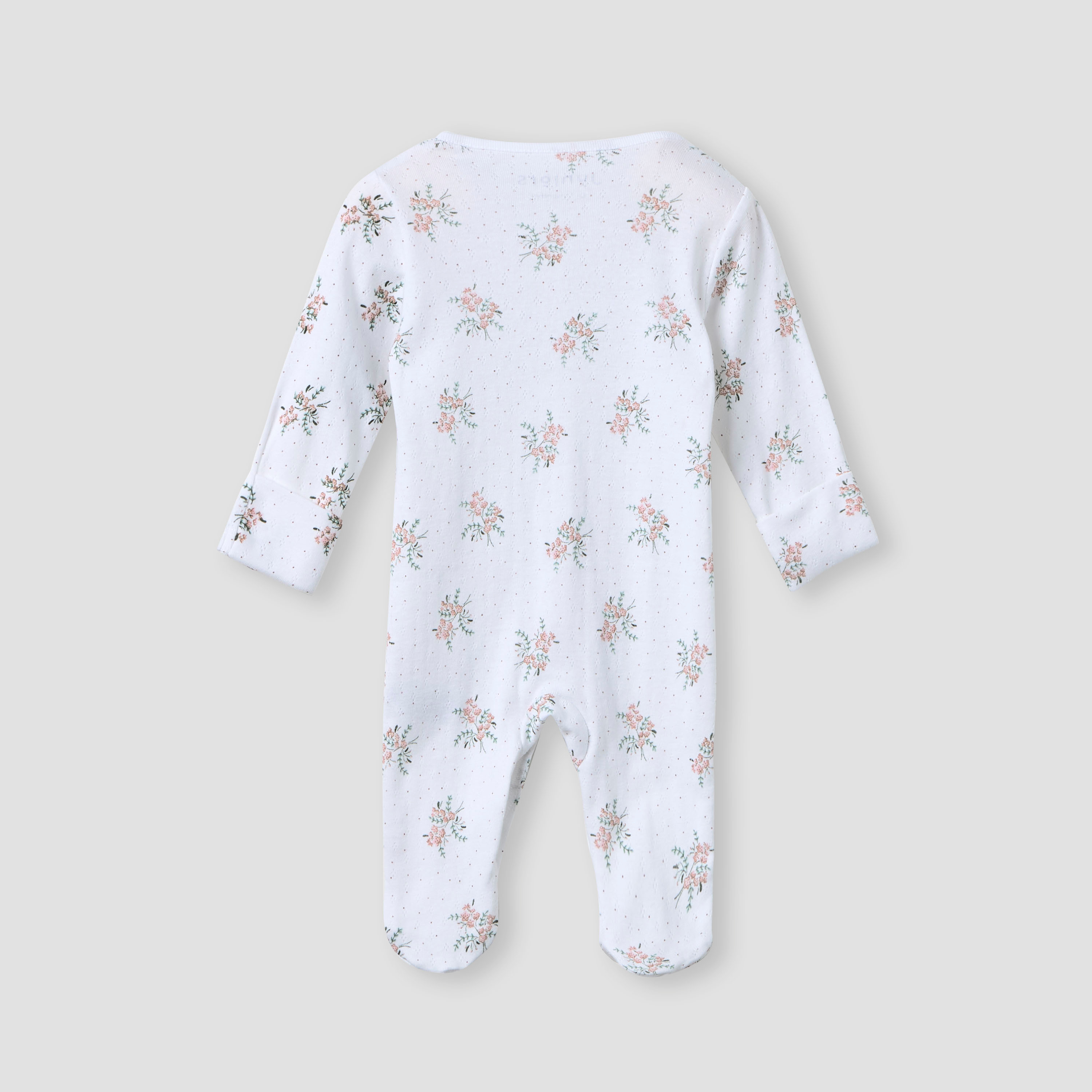 Juniors Floral Print Sleepsuit with Long Sleeves and Button Closure-baby-girls-clothing-nightwear-sleepsuits-image-2