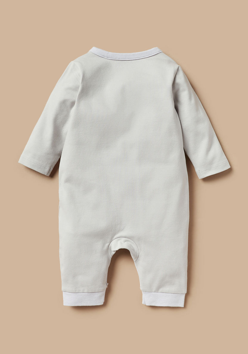 Juniors Solid Sleepsuit with Long Sleeves and Button Closure-Sleepsuits-image-1