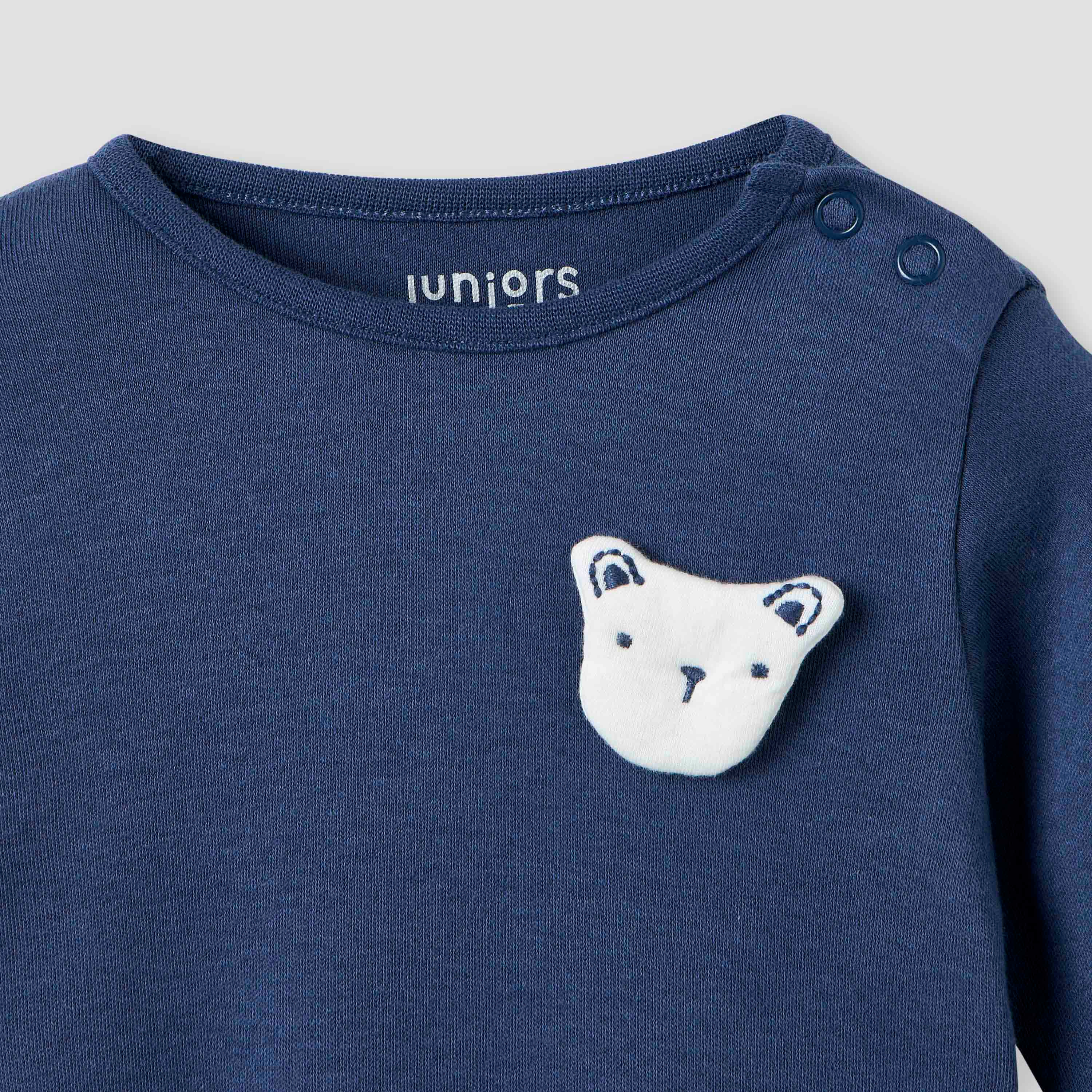 Juniors Bear Applique Sleepsuit with Long Sleeves-baby-boys-clothing-nightwear-sleepsuits-image-3