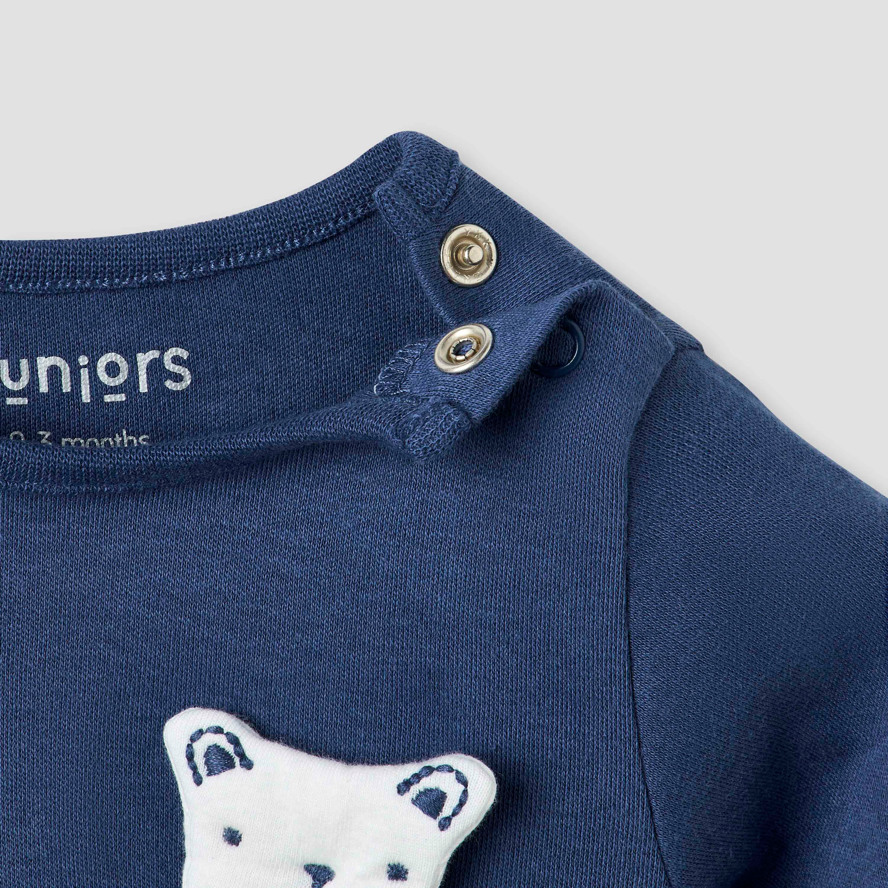 Juniors Bear Applique Sleepsuit with Long Sleeves-baby-boys-clothing-nightwear-sleepsuits-image-4