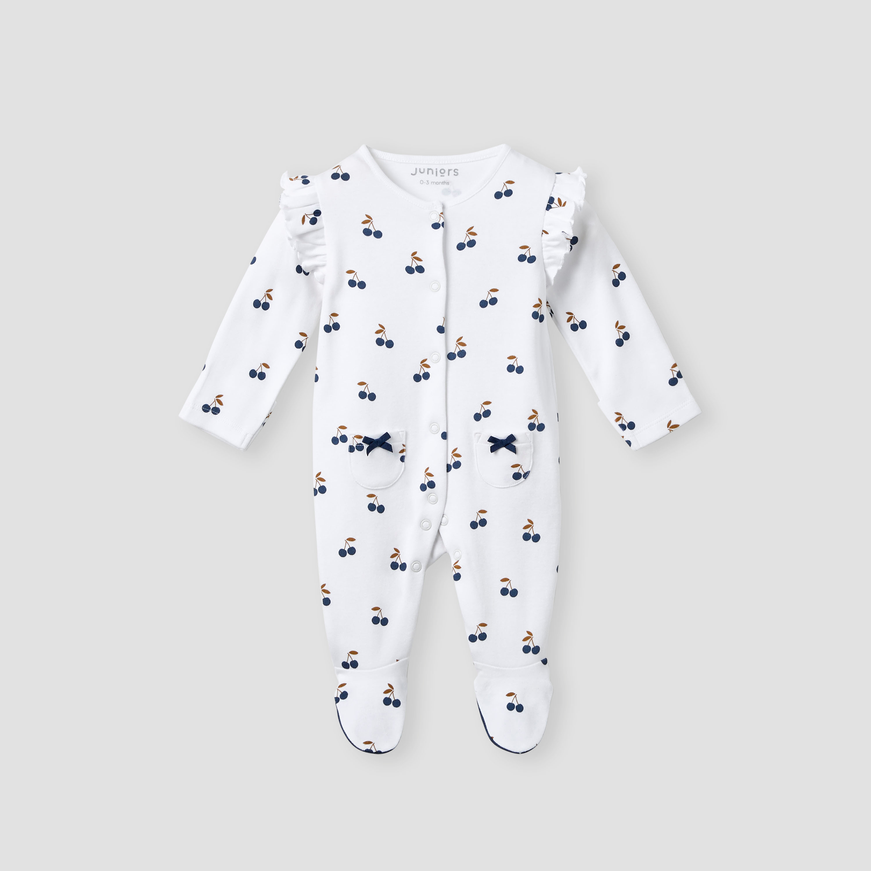 Juniors Cherry Print Sleepsuit with Long Sleeves and Button Closure-baby-girls-clothing-nightwear-sleepsuits-image-1