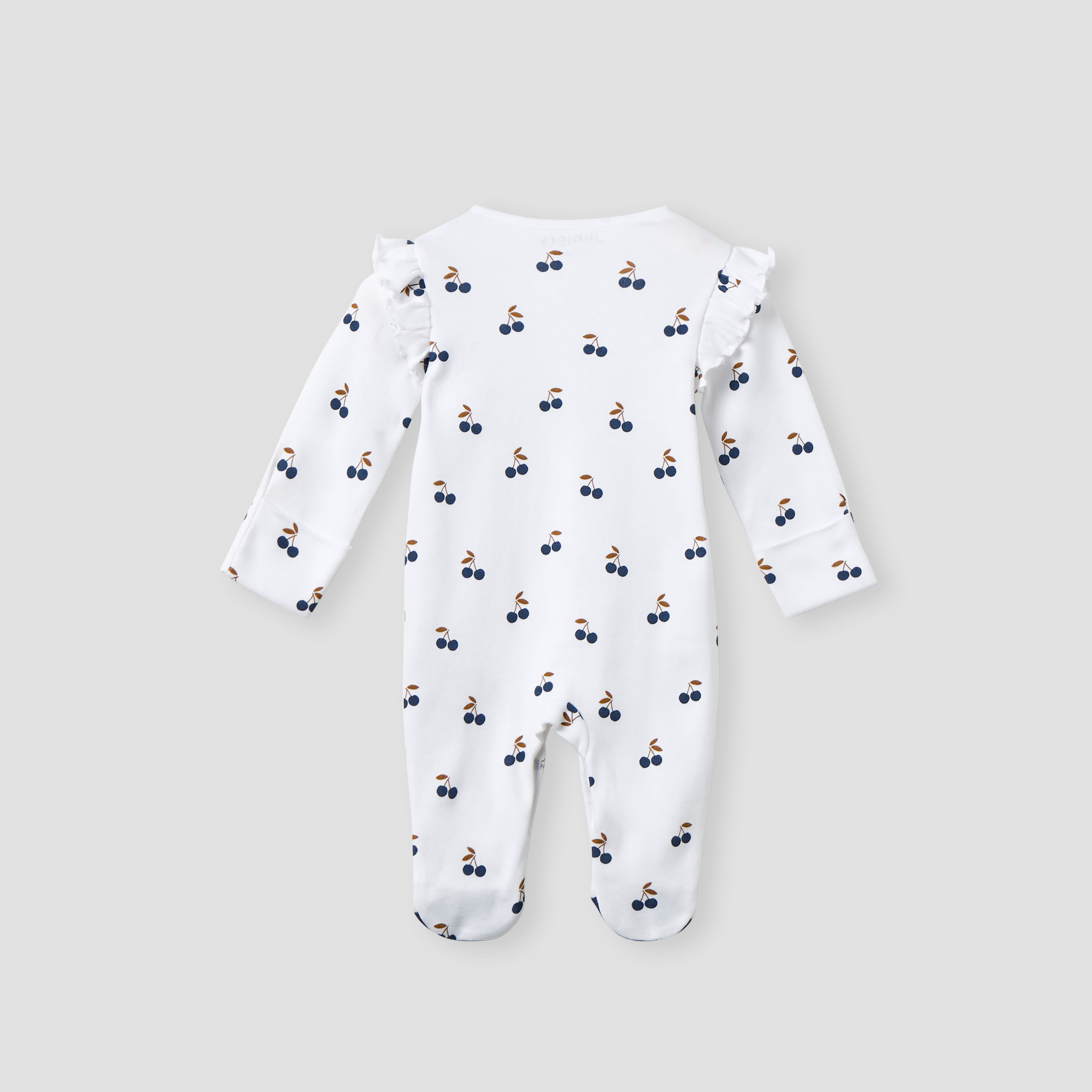 Juniors Cherry Print Sleepsuit with Long Sleeves and Button Closure-baby-girls-clothing-nightwear-sleepsuits-image-2