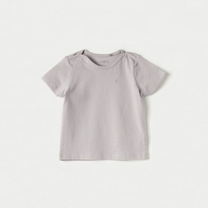 Juniors Star Embroidered T-shirt with Short Sleeves and Round Neck
