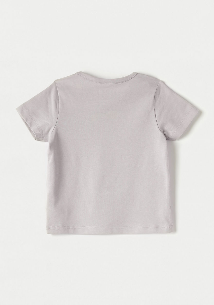 Juniors Star Embroidered T-shirt with Short Sleeves and Round Neck-T Shirts-image-3