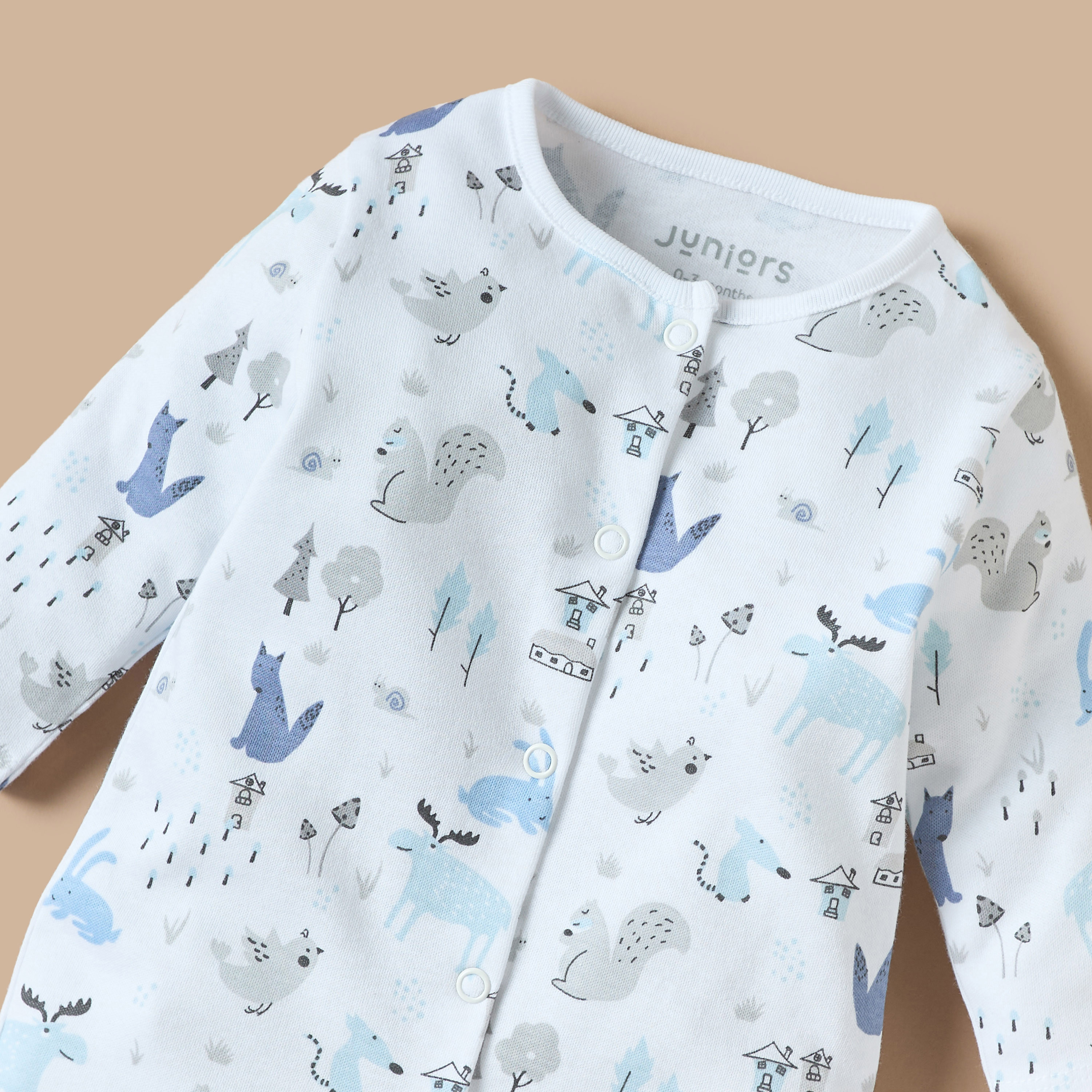Juniors All-Over Print Closed Feet Sleepsuit with Long Sleeves-baby-boys-clothing-nightwear-sleepsuits-image-2