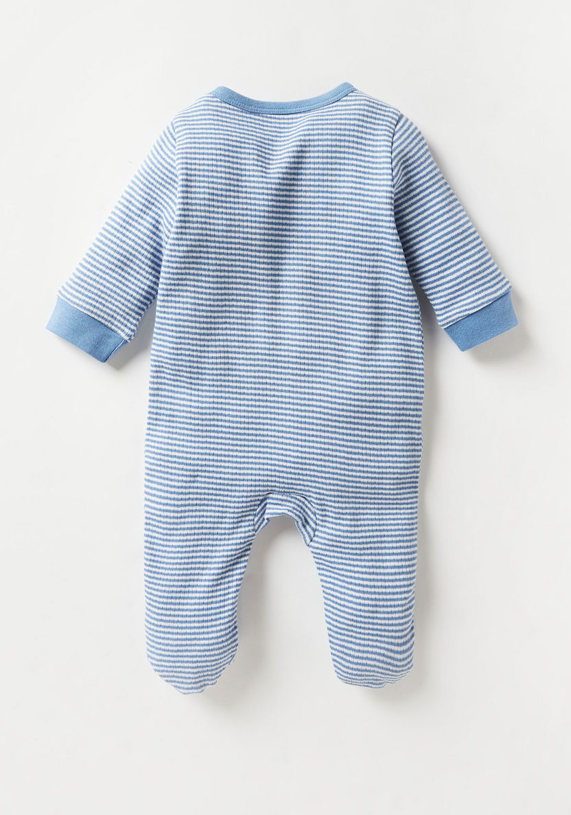 Juniors Striped Closed Feet Sleepsuit with Button Closure-Sleepsuits-image-1