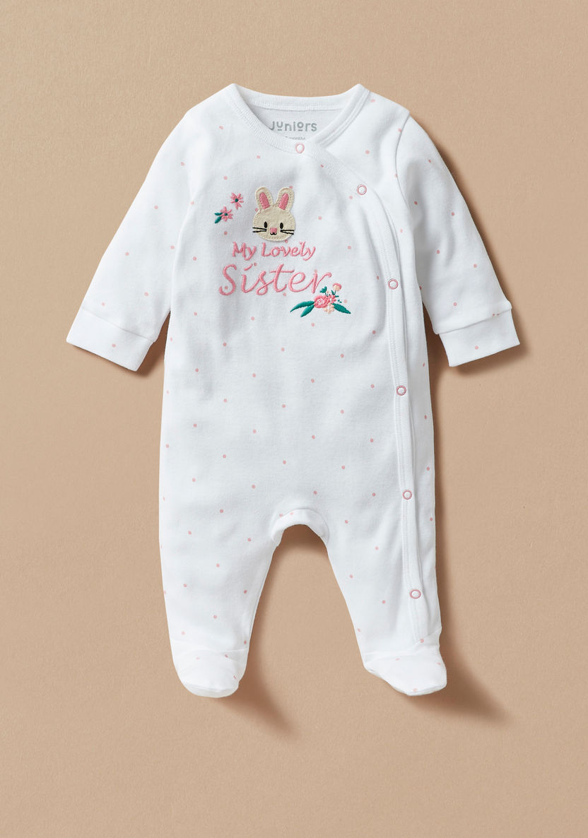 Juniors Embroidered Sleepsuit with Bunny Applique-Sleepsuits-image-0