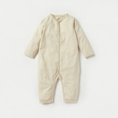Juniors Solid Sleepsuit with Long Sleeves and Button Closure