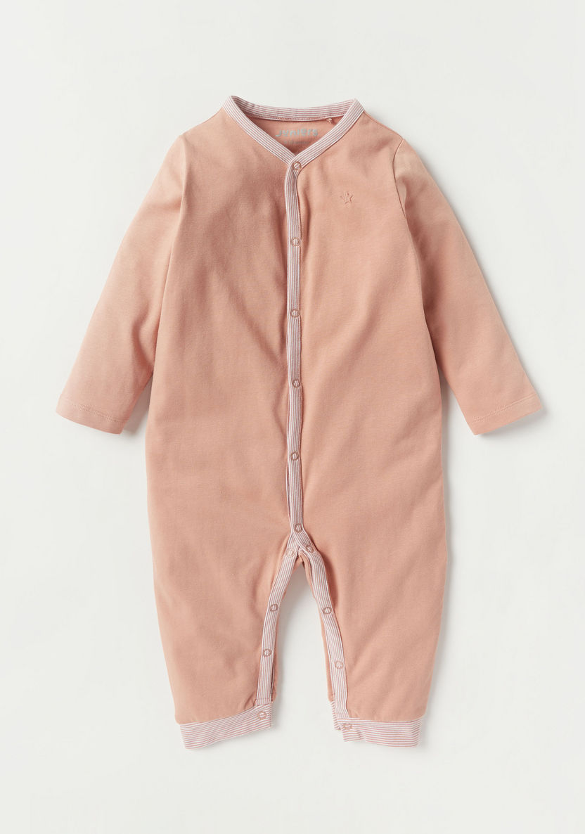 Juniors Solid Sleepsuit with Long Sleeves and Snap Button Closure-Sleepsuits-image-0