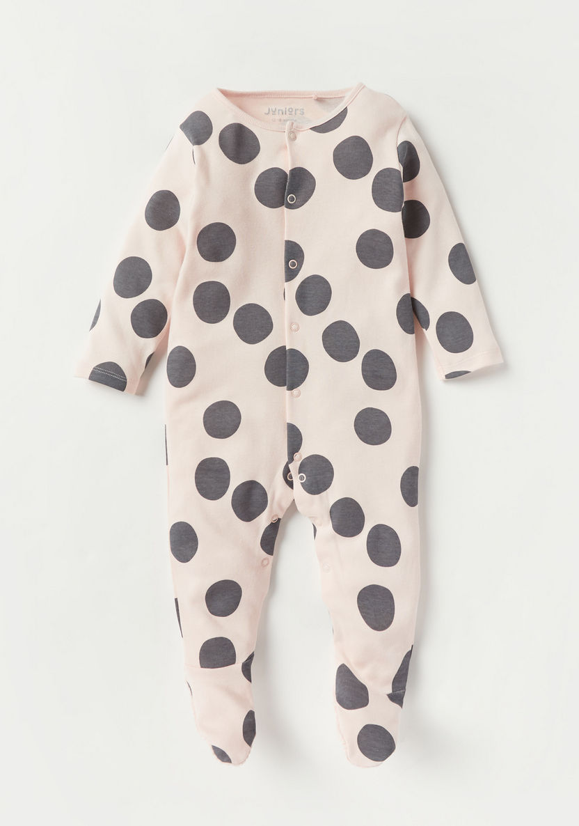 Juniors All-Over Polka Dot Print Closed Feet Sleepsuit-Sleepsuits-image-0