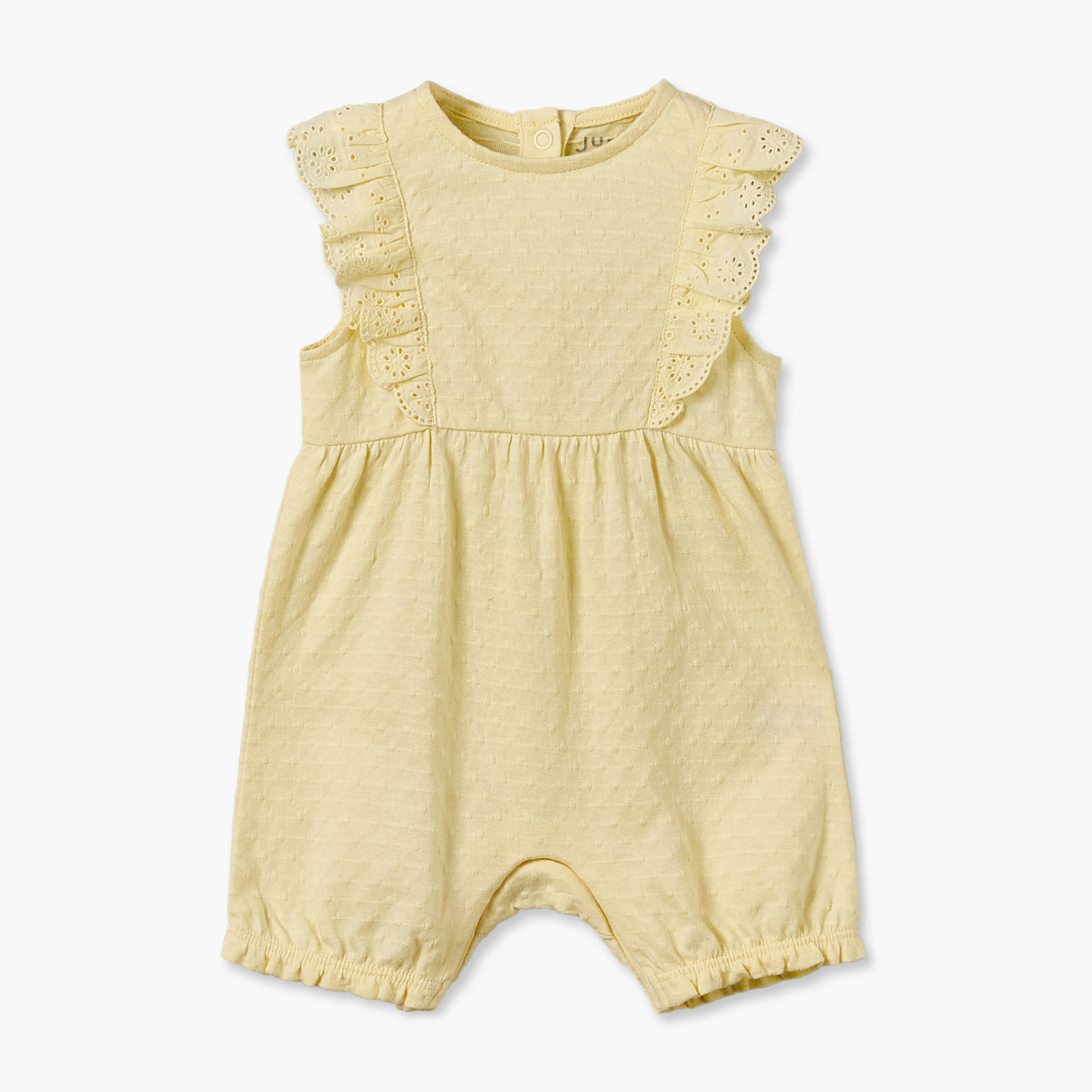 Juniors Crew Neck Sleeveless Romper with Textured Design-baby-girls-clothing-rompers-image-1