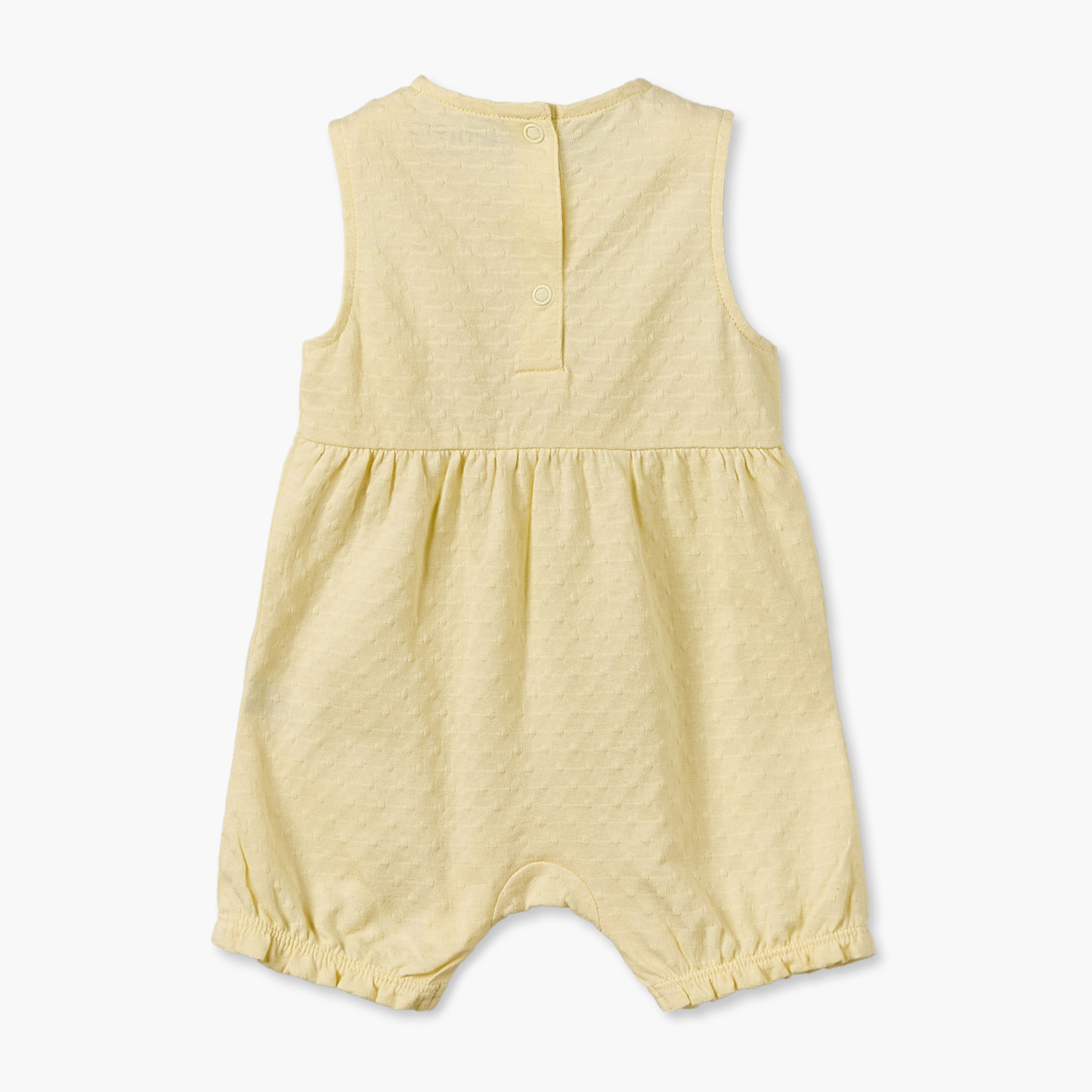 Juniors Crew Neck Sleeveless Romper with Textured Design-baby-girls-clothing-rompers-image-2
