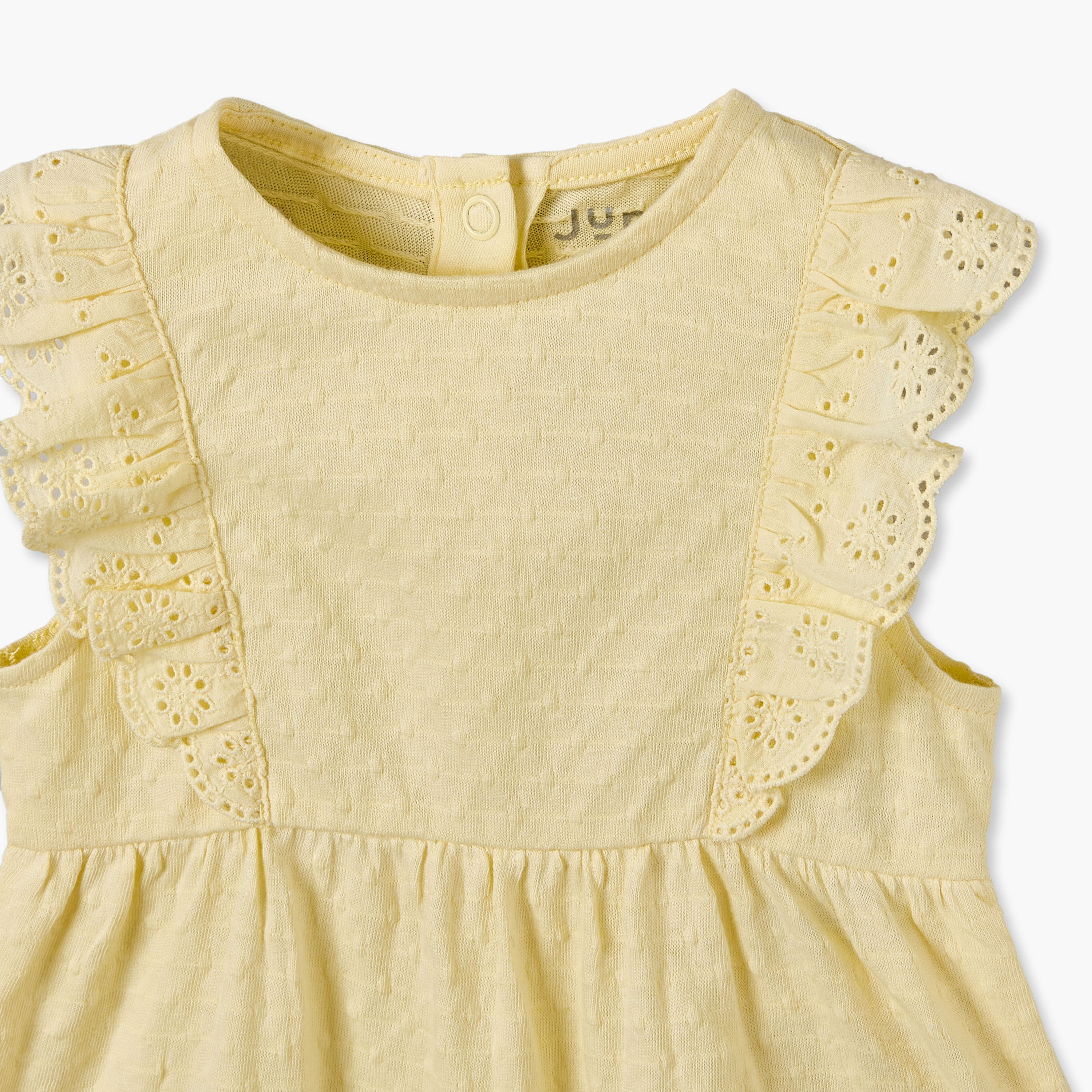 Juniors Crew Neck Sleeveless Romper with Textured Design-baby-girls-clothing-rompers-image-3