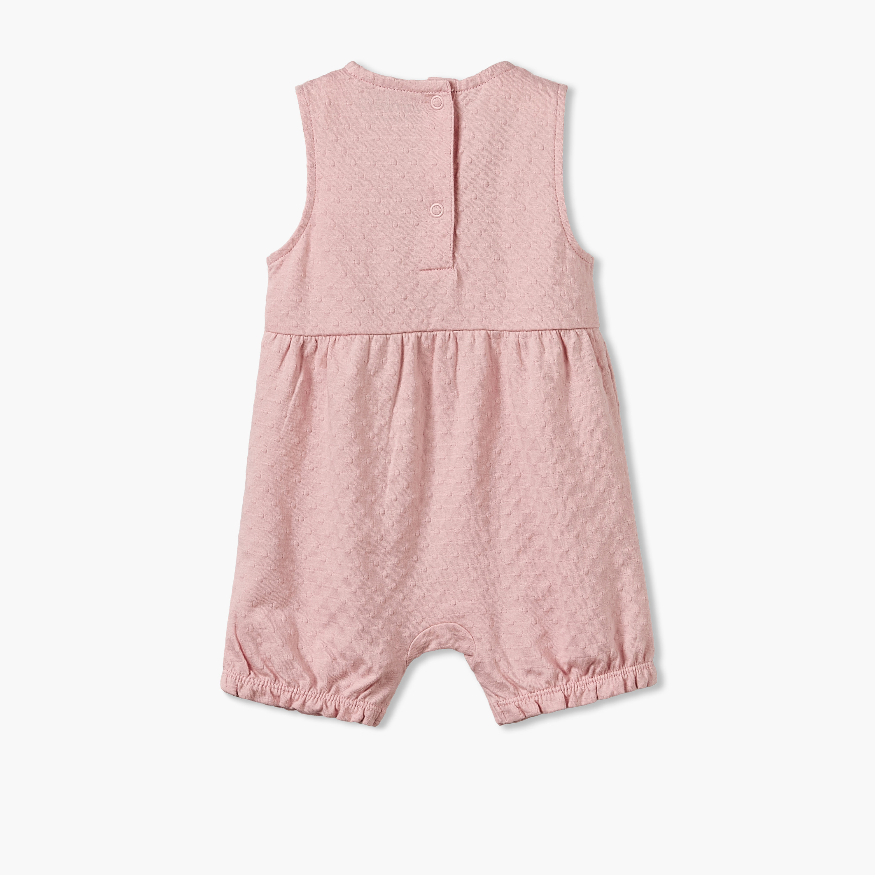 Juniors Crew Neck Sleeveless Romper with Ruffle Trim-baby-girls-clothing-rompers-image-2
