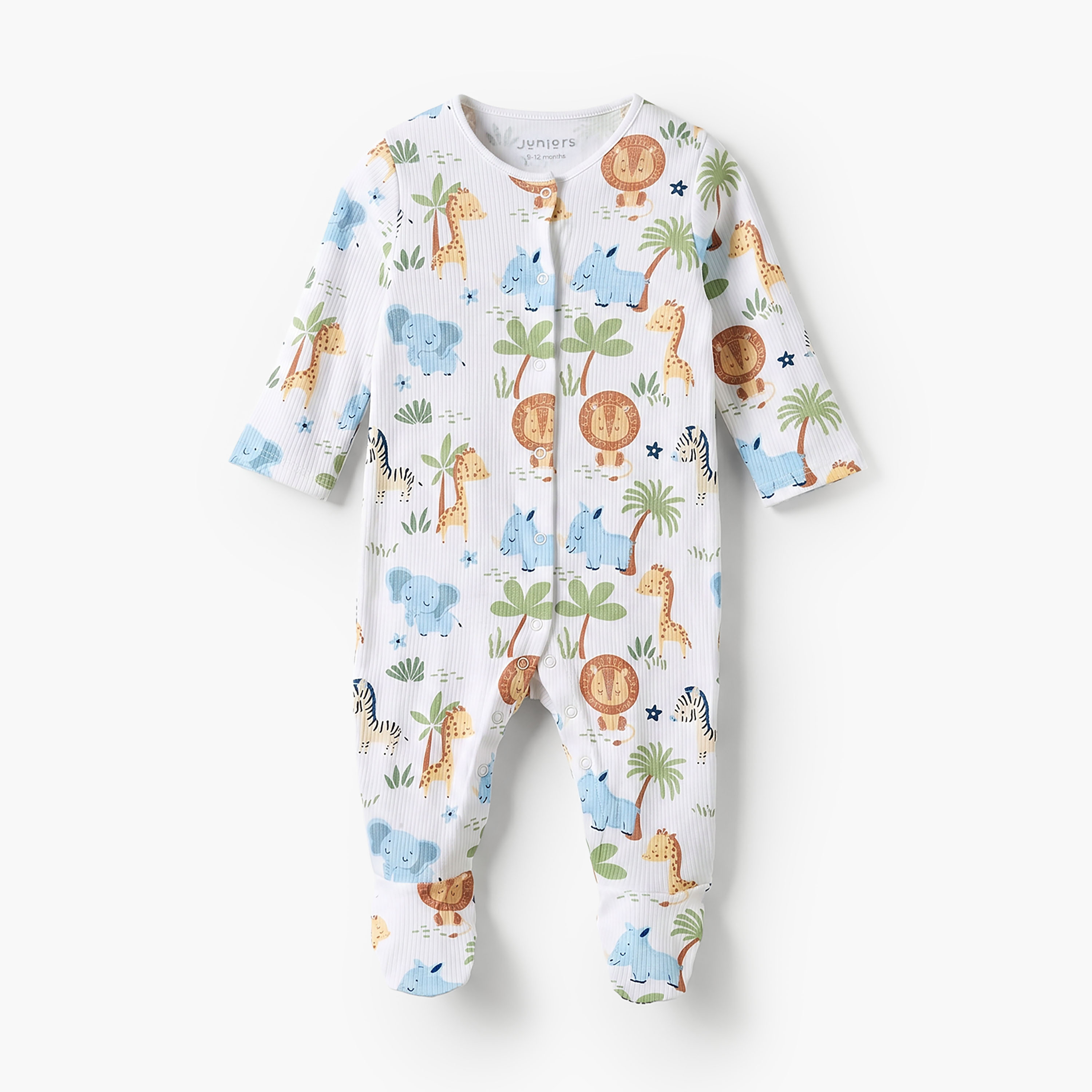 Juniors Cotton Round Neck Long Sleeves Sleepsuit with Floral Print-baby-girls-clothing-nightwear-sleepsuits-image-1