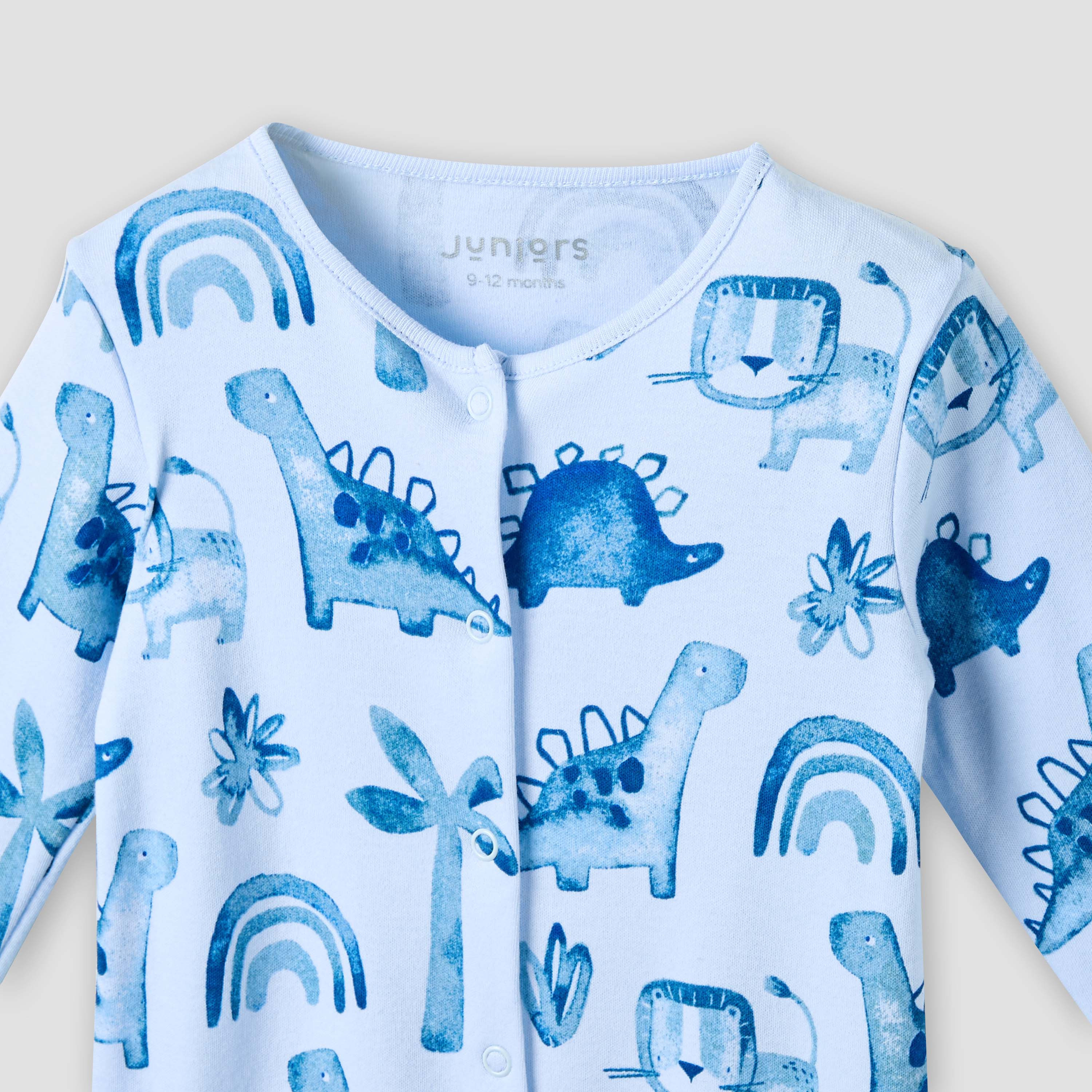 Juniors Round Neck Sleepsuit with Snap Button Closure - Cotton - Long Sleeves-promo_babyshop_Buy3for69_QAT130126-image-4