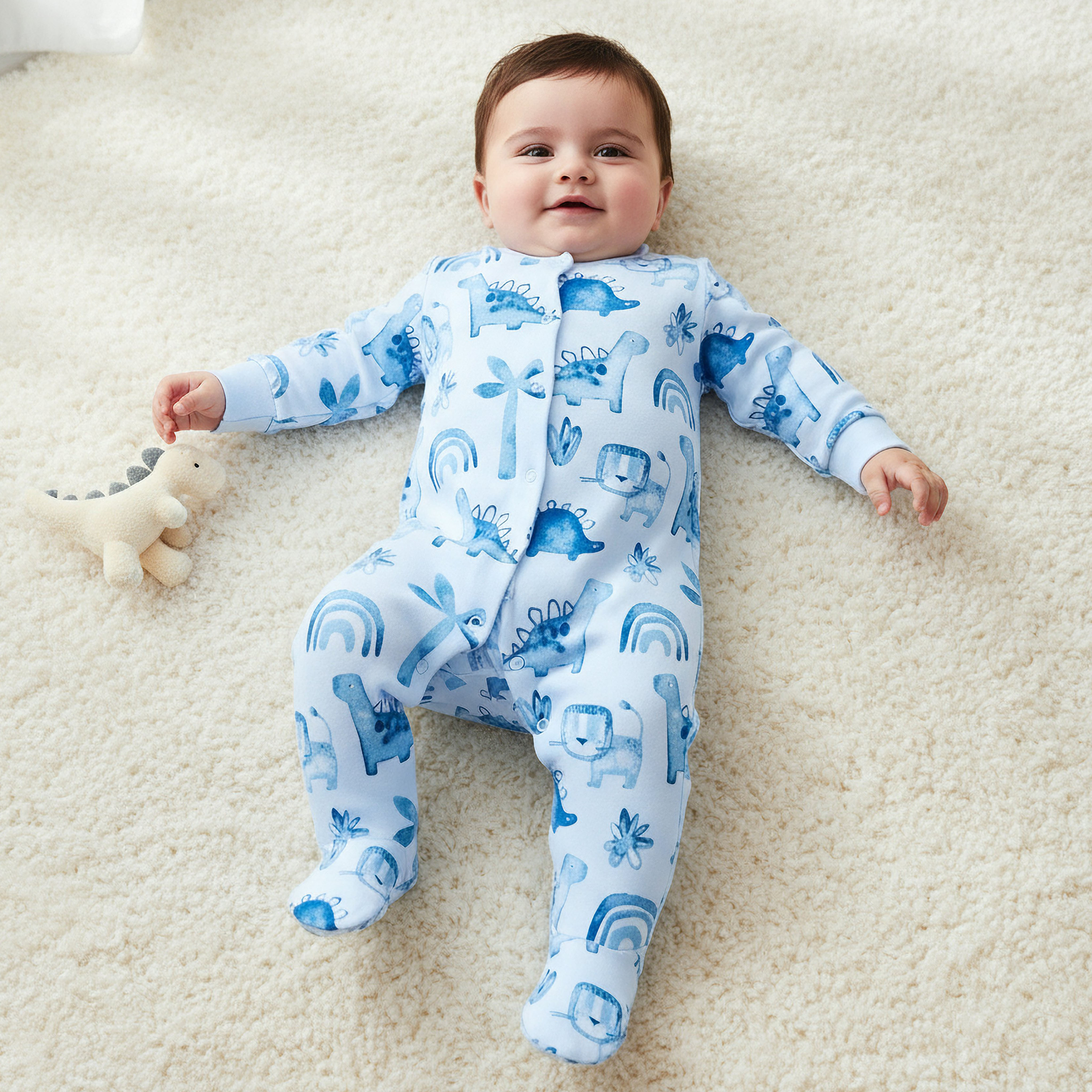 Juniors Round Neck Sleepsuit with Snap Button Closure - Cotton - Long Sleeves-promo_babyshop_Buy3for69_QAT130126-image-1