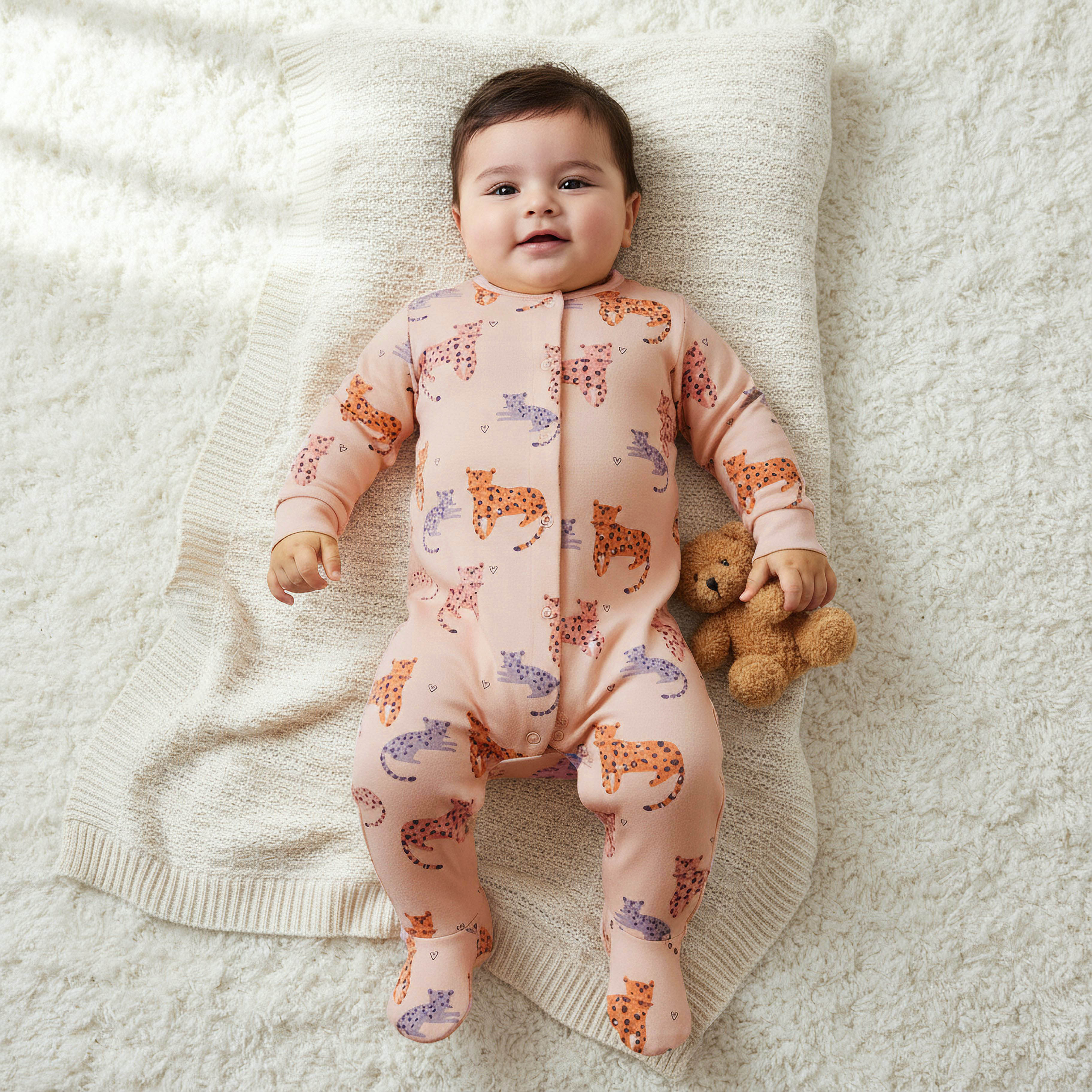 Juniors Round Neck Sleepsuit with Snap Button Closure - Cotton - Long Sleeves-promo_babyshop_Buy3for69_OMN130126-image-2